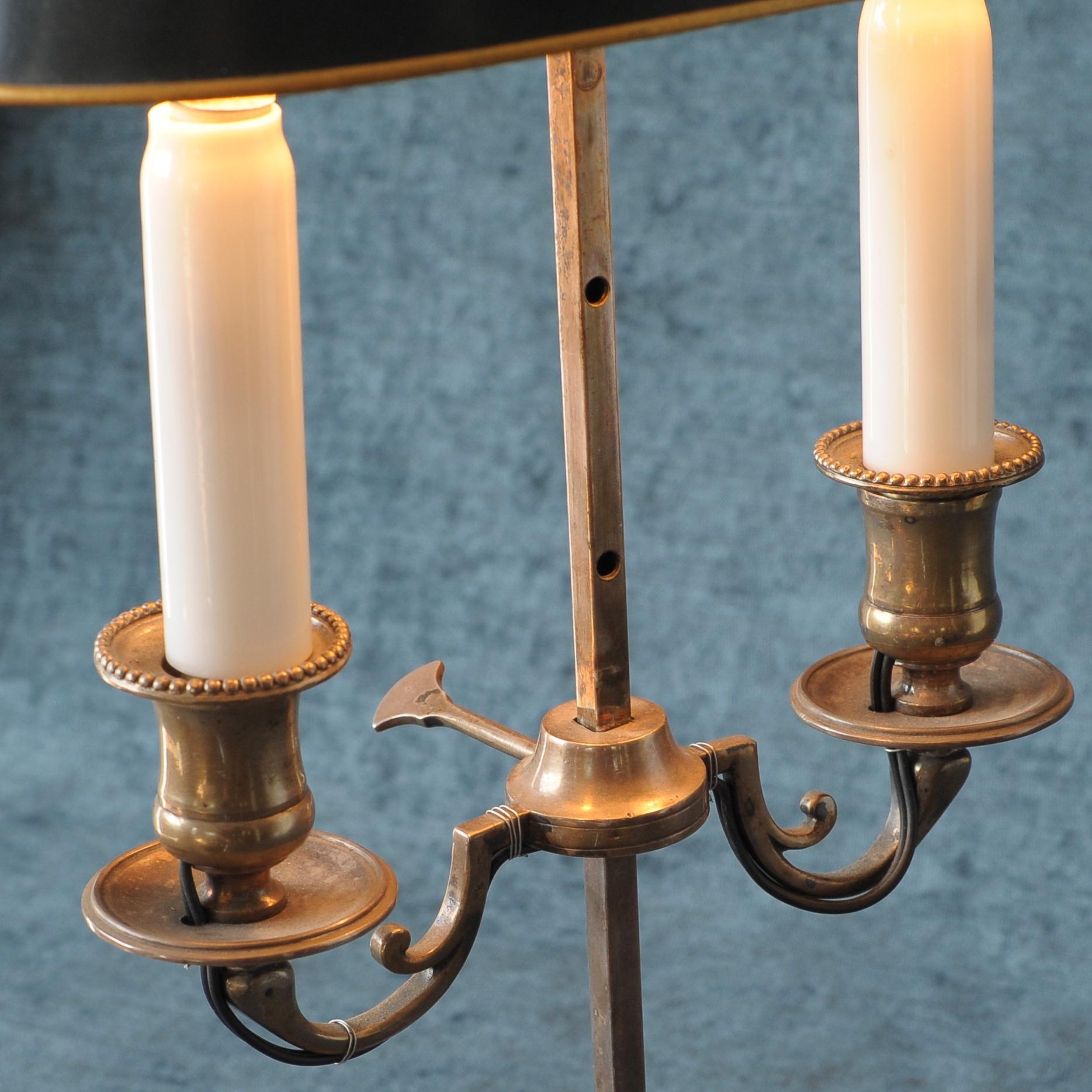 Silver Plate Two-Light Bouillotte Lamp For Sale 5