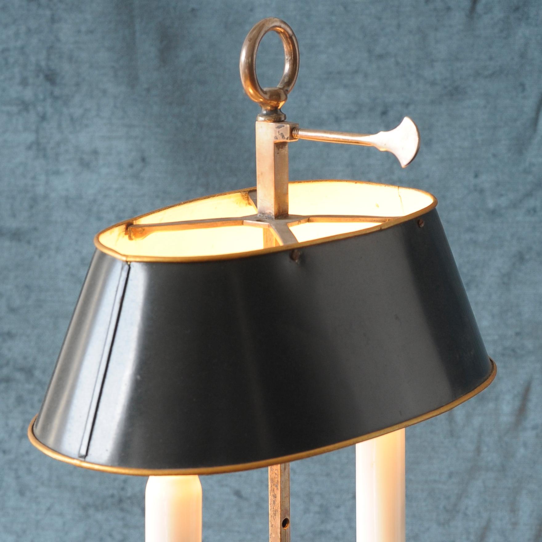 Mid-20th Century Silver Plate Two-Light Bouillotte Lamp For Sale