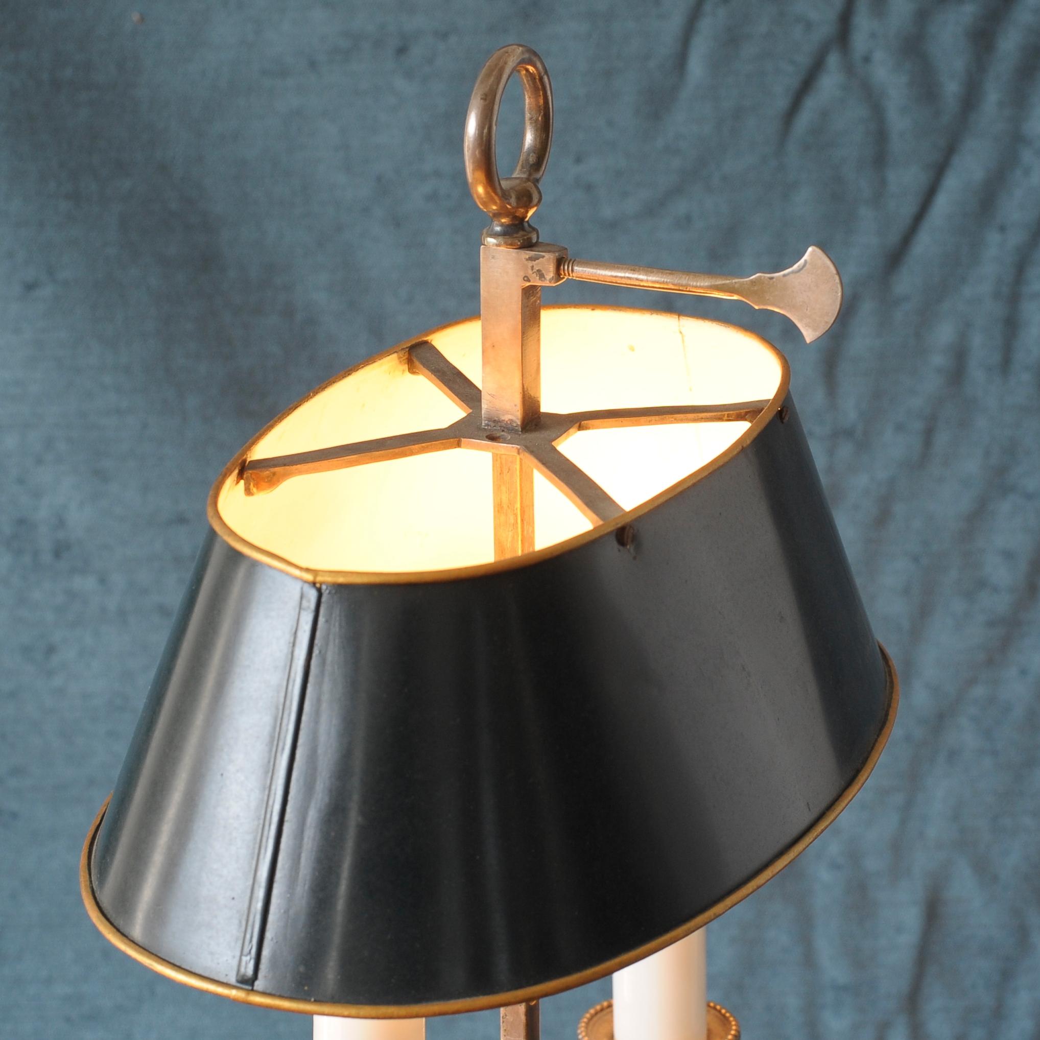 Brass Silver Plate Two-Light Bouillotte Lamp For Sale