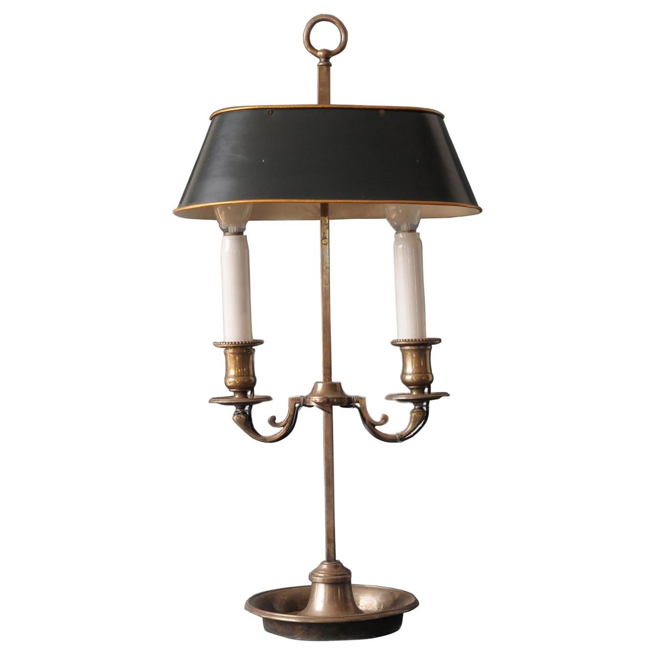 Silver Plate Two-Light Bouillotte Lamp For Sale