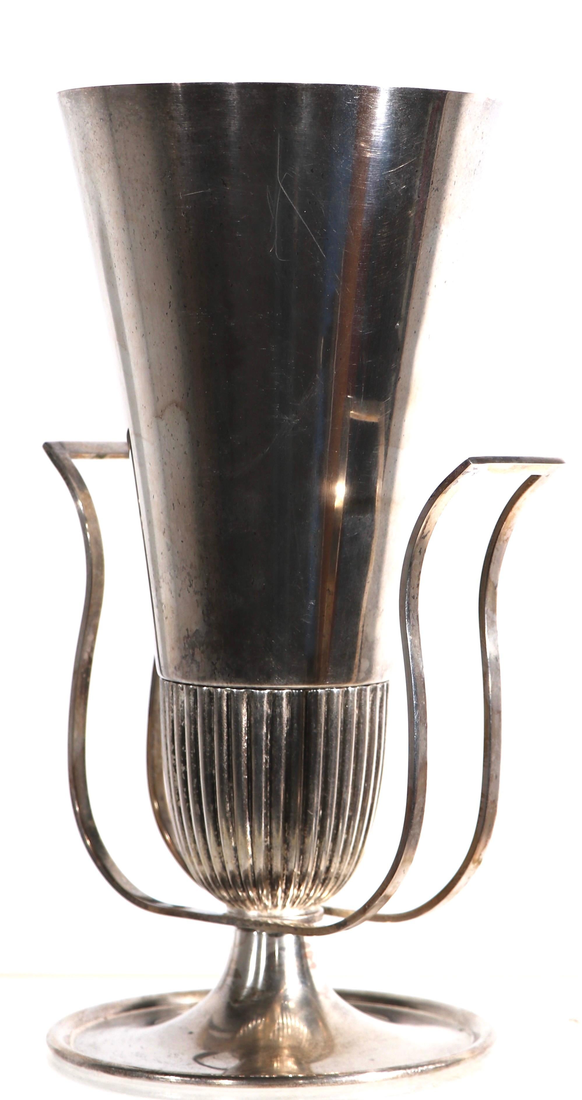 Hollywood Regency Silver Plate Urn Form Vase by Tommi Parzinger For Sale