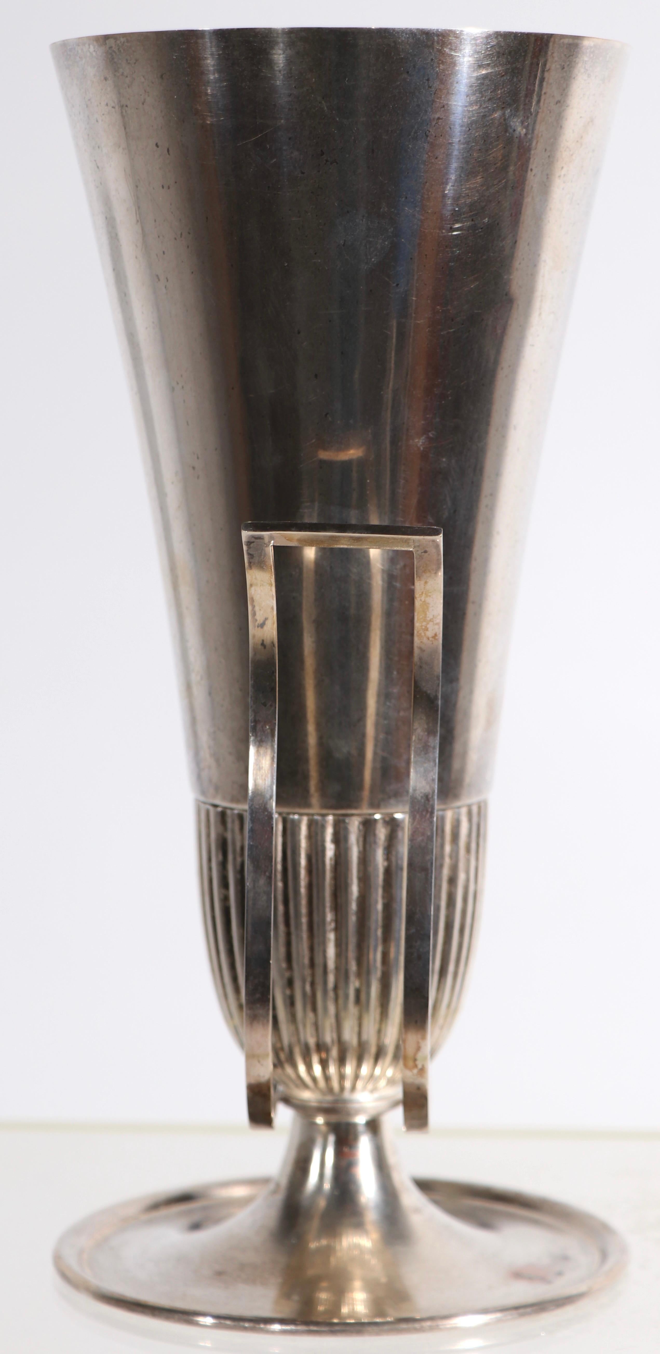 American Silver Plate Urn Form Vase by Tommi Parzinger For Sale