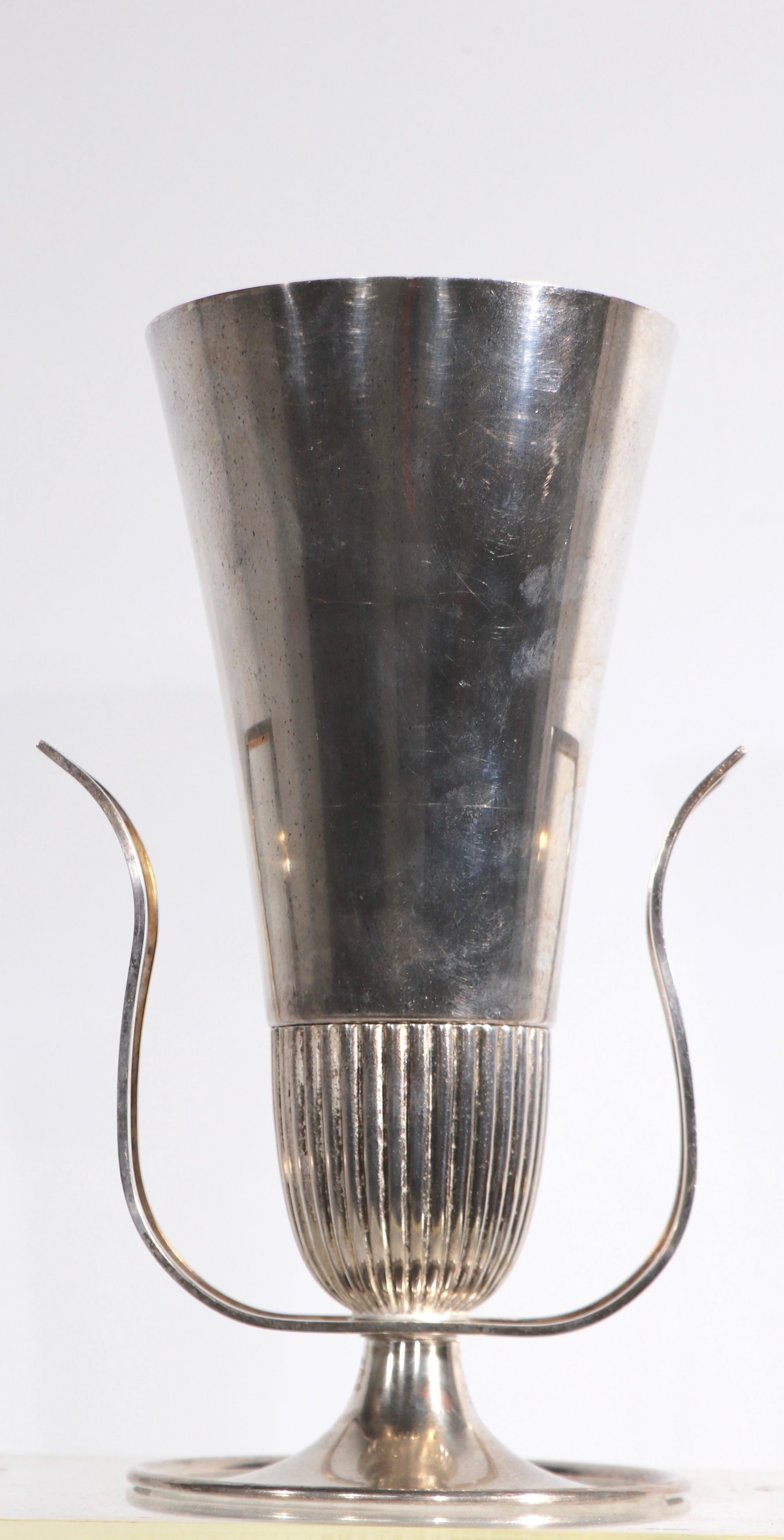 Silver Plate Urn Form Vase by Tommi Parzinger In Good Condition For Sale In New York, NY