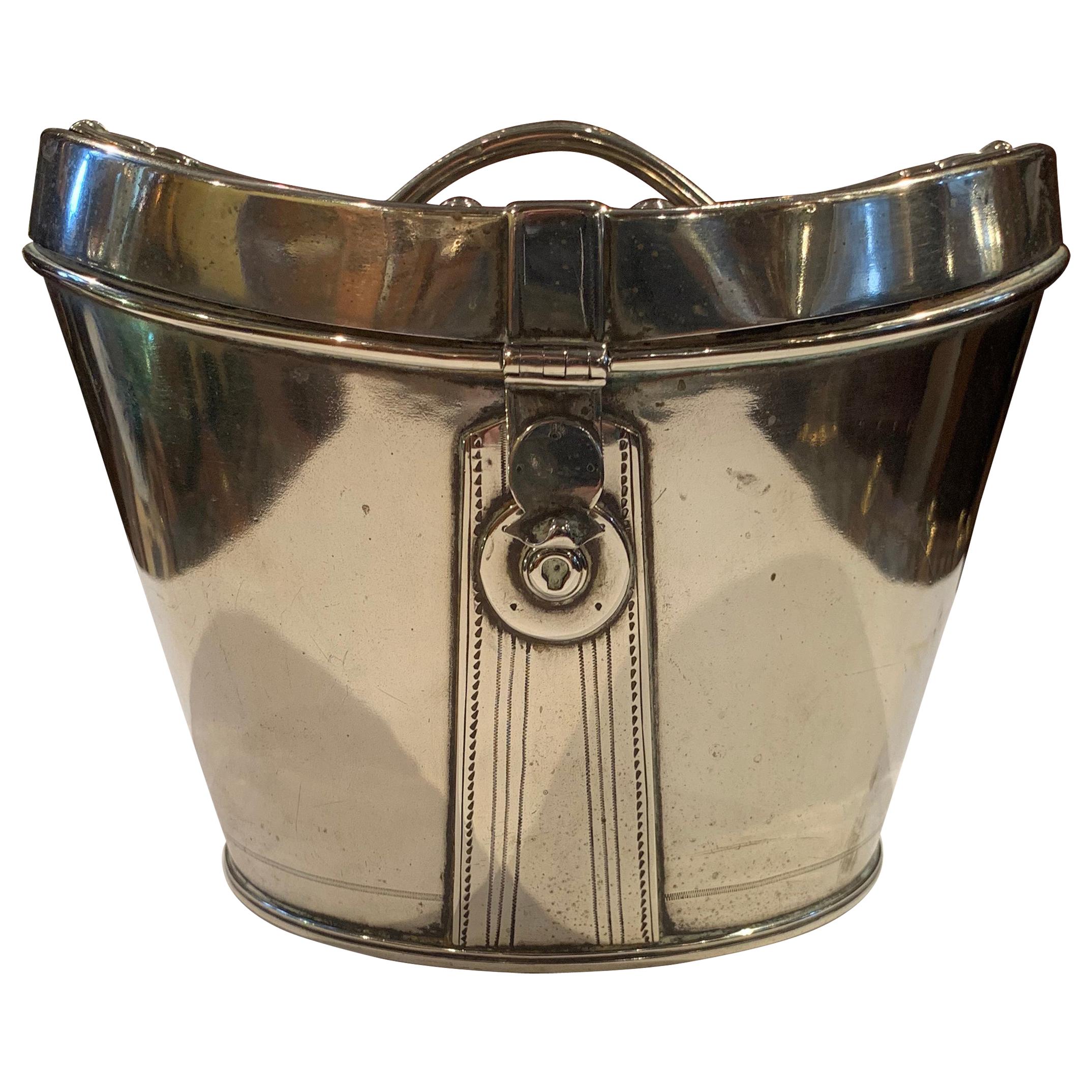 Silver Plate Victorian Ice Bucket in the Shape of a Top Hat Box, 1860s For Sale