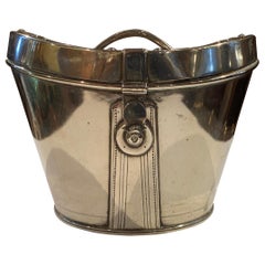 Antique Silver Plate Victorian Ice Bucket in the Shape of a Top Hat Box, 1860s