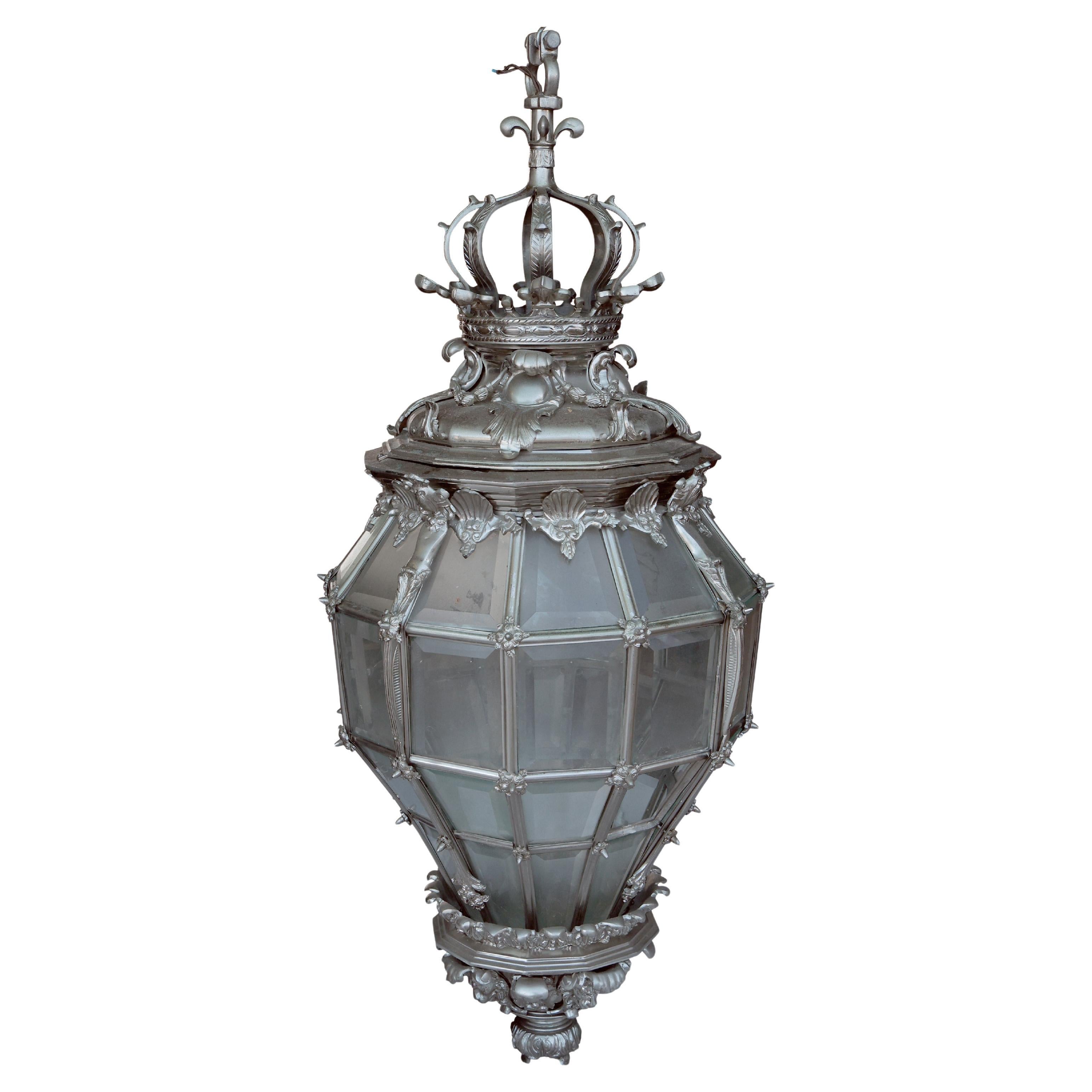Silver Plate Victorian Lantern Hall Light Neo Classical
