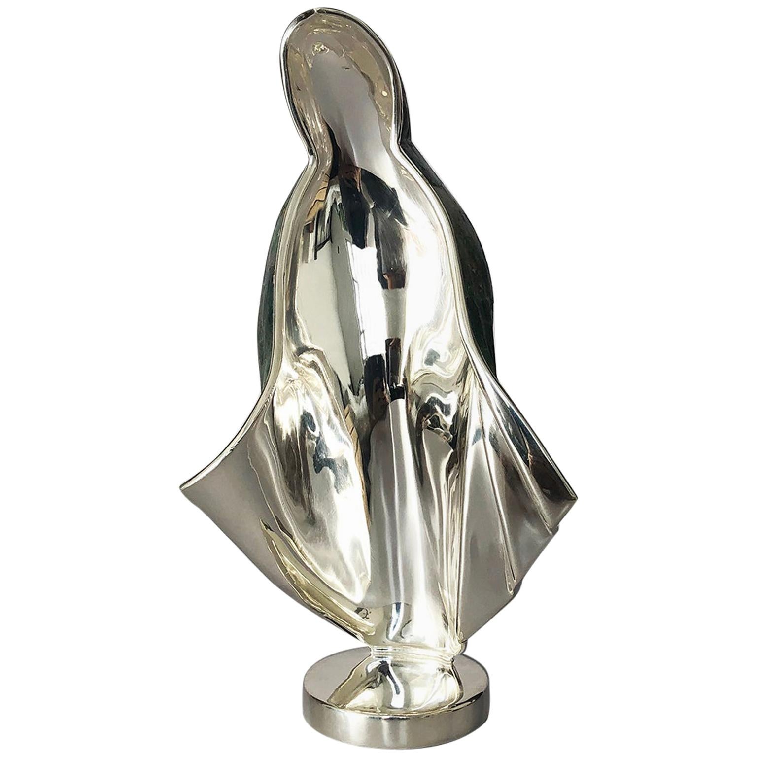 Silver Plate Virgin Sculpture by Los Castillo