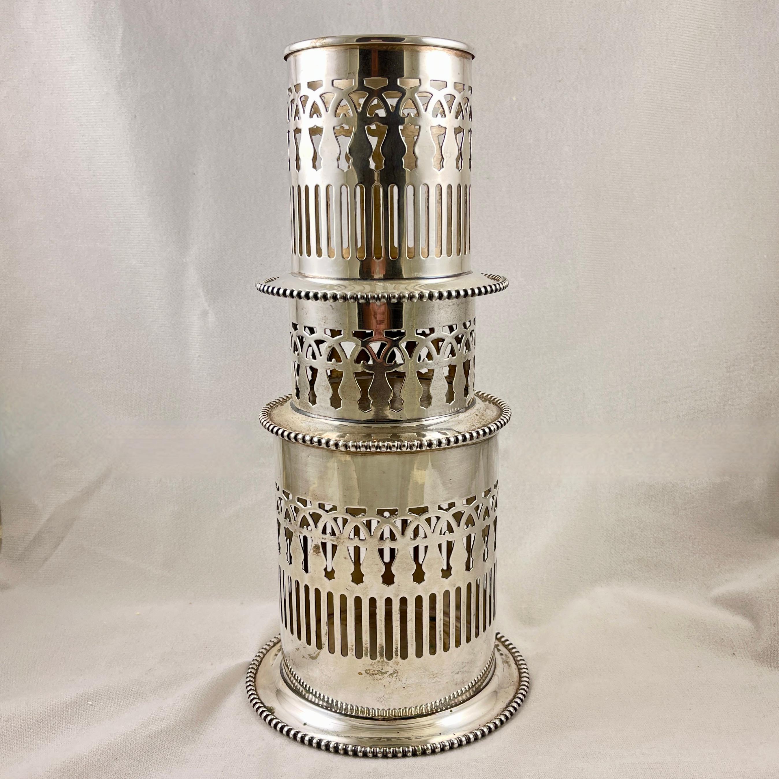 20th Century Silver-Plate Wine & Condiment Bottle Table Coasters, Set of Three For Sale