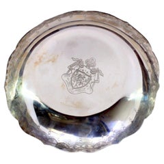 Silver plate with scalloped rim, engraved garlands & East India Company symbol