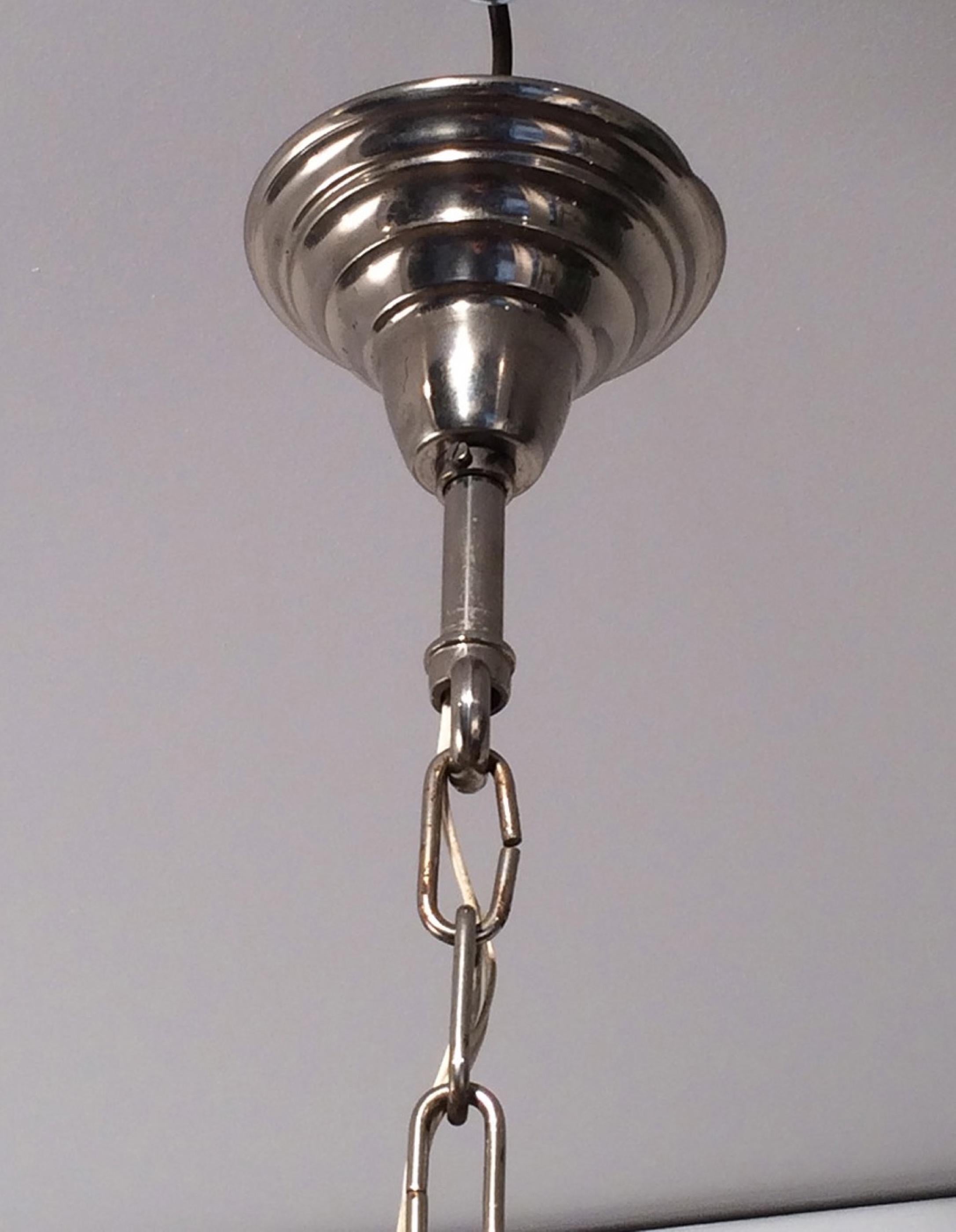 Silver Plated 12-Light Neoclassical Chandelier, circa 1940 For Sale 2