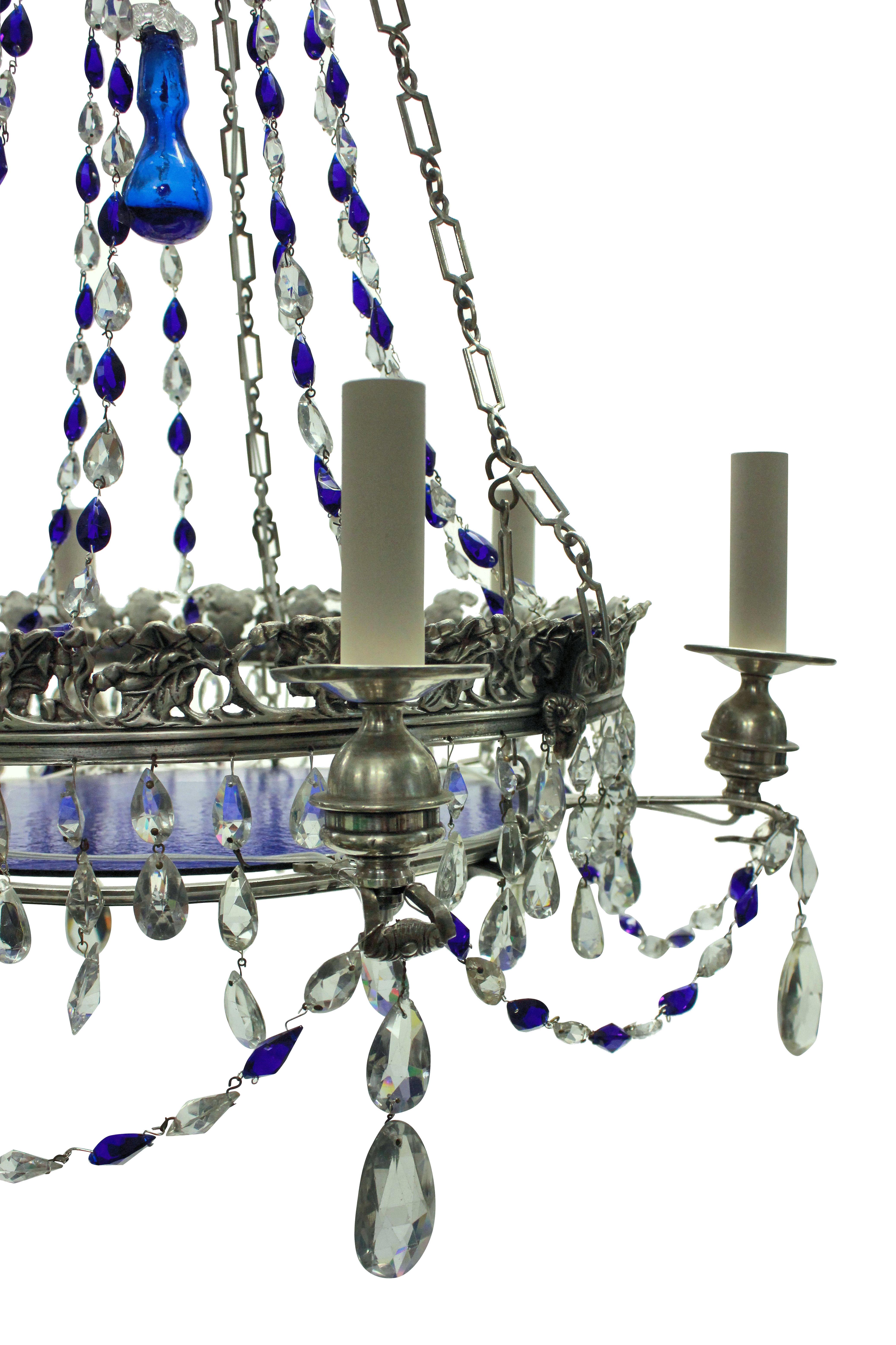 Silver Plated 19th Century Russian Chandelier In Good Condition For Sale In London, GB