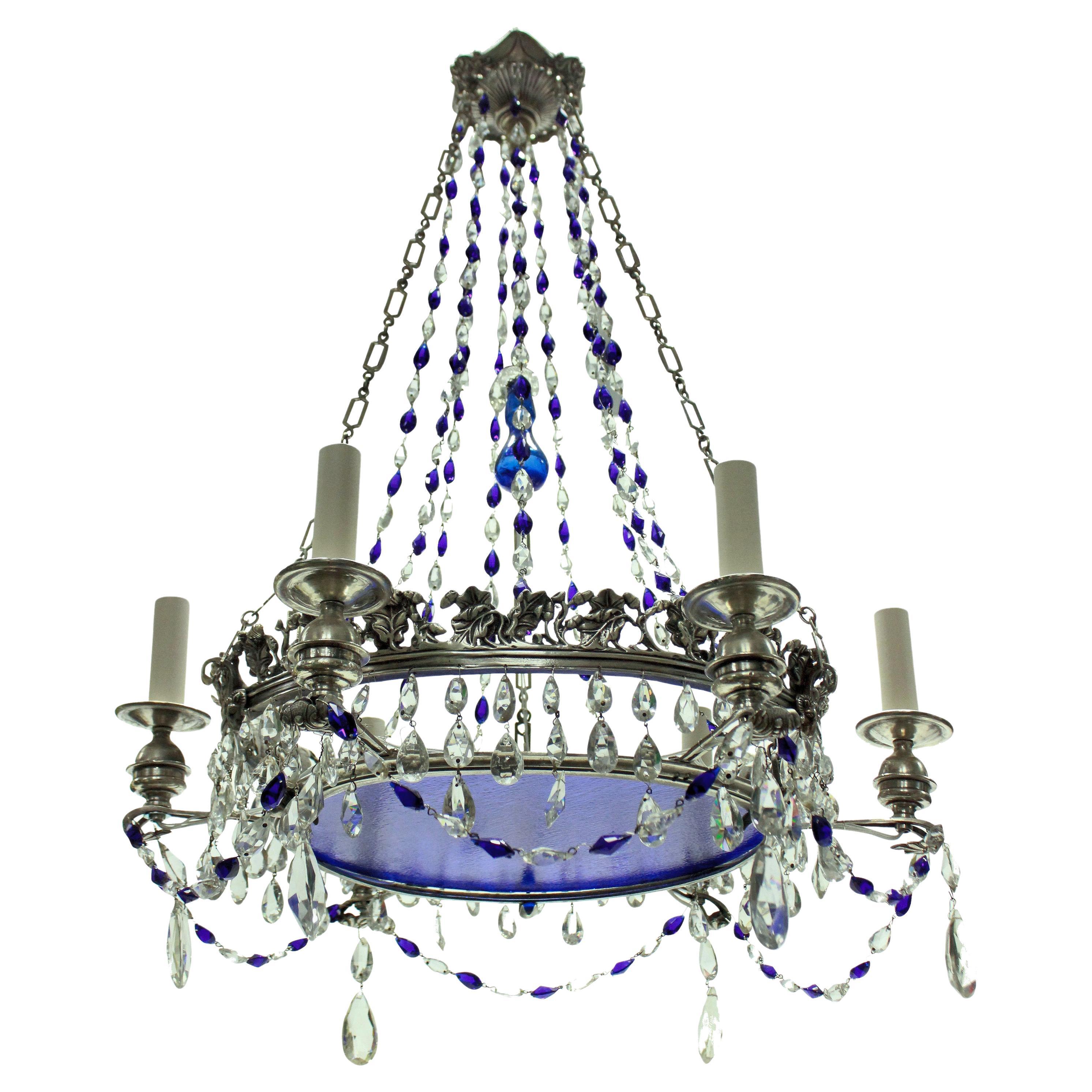 Silver Plated 19th Century Russian Chandelier For Sale