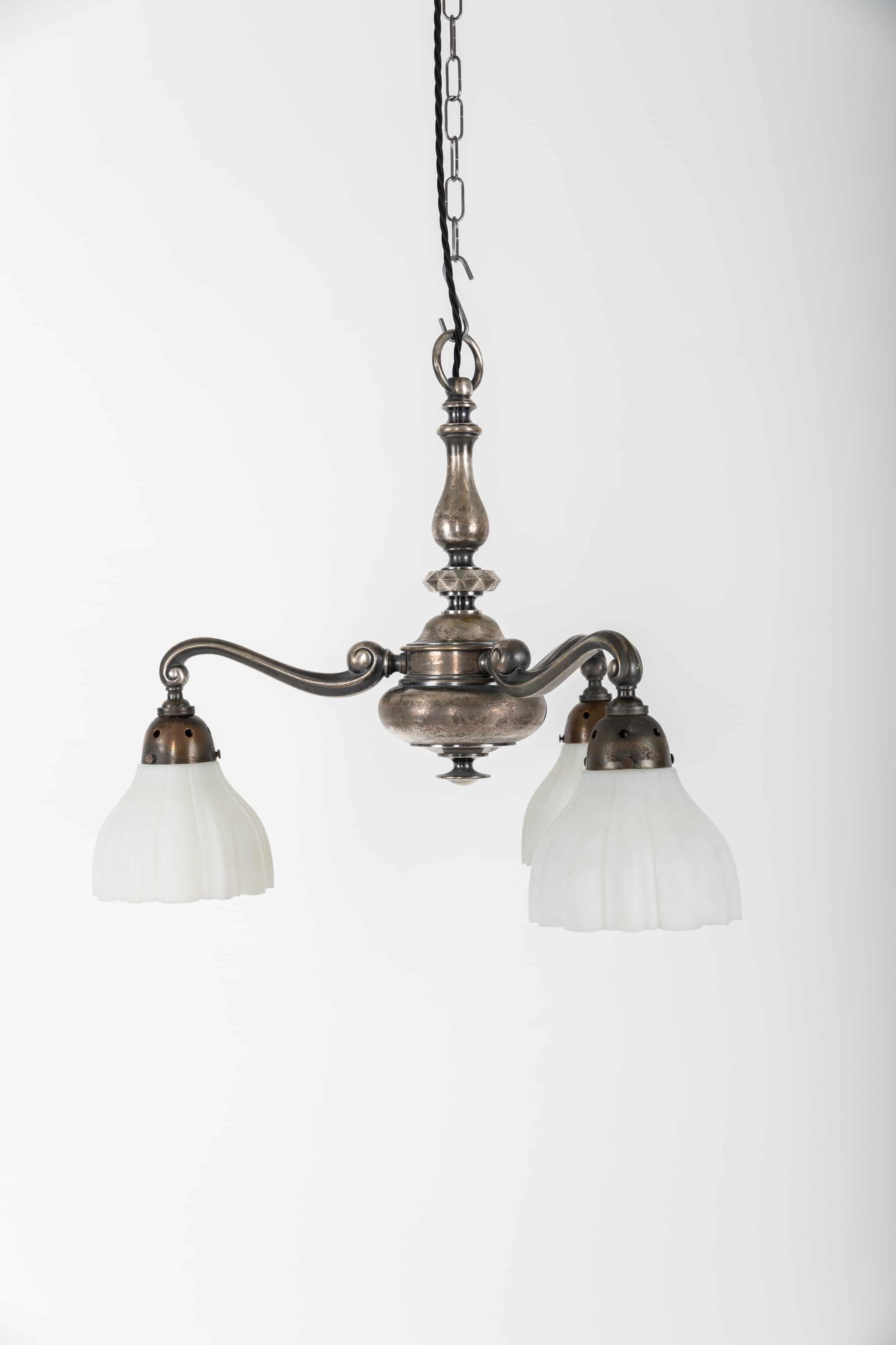 Silver Plated 3-Arm Chandelier, C.1920 7