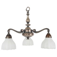 Antique Silver Plated 3-Arm Chandelier, C.1920