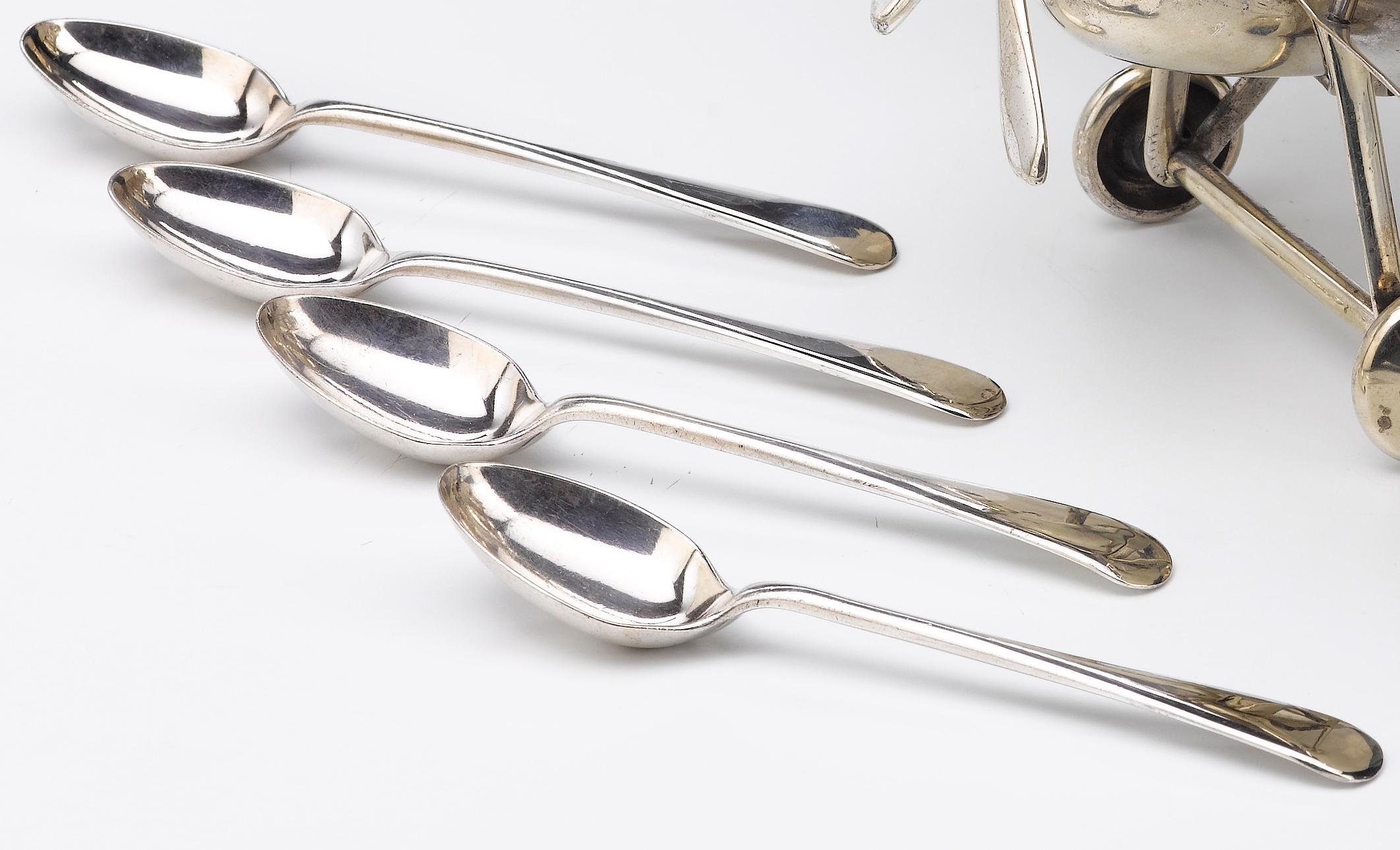 Art Deco Silver Plated Airplane-Themed Tableware, circa 1910 For Sale