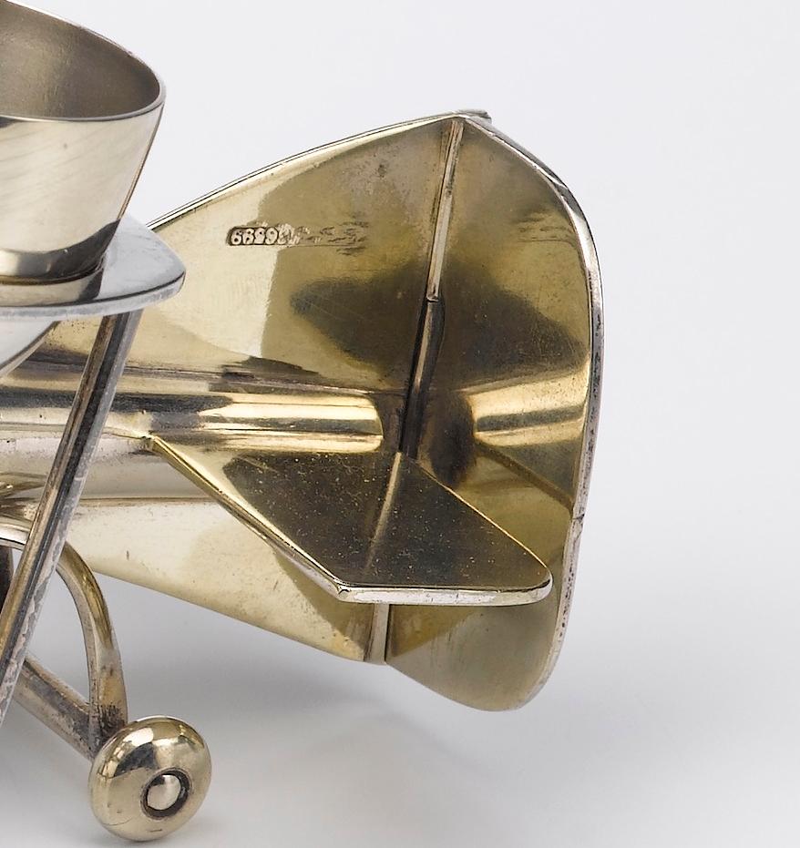 Silver Plated Airplane-Themed Tableware, circa 1910 In Good Condition For Sale In Colorado Springs, CO