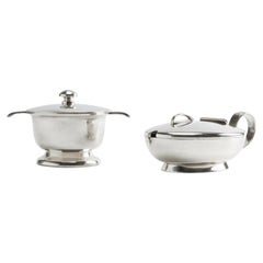 Silver-Plated Alpacca Sugar Bowl and Creamer by Gio Ponti for Fratelli Calderoni