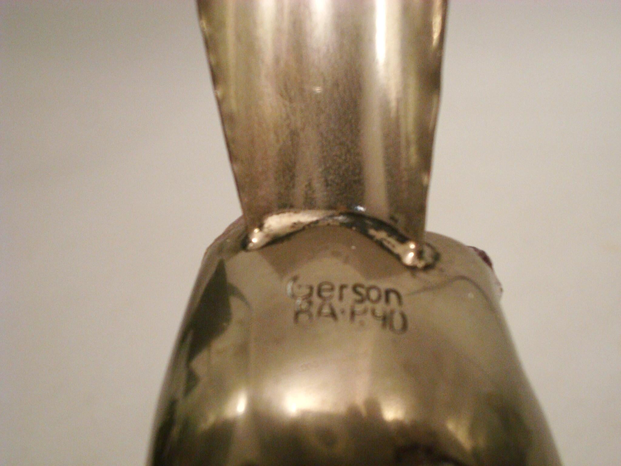 Placcato argento Uccello decorativo placcato in argento e ametista, Brasile, circa 1970 in vendita