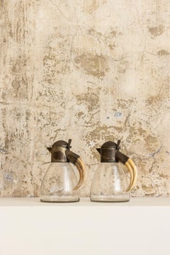 Silver-Plated and Blown Glass Coolers with Sculptural Bone Handle, 1930