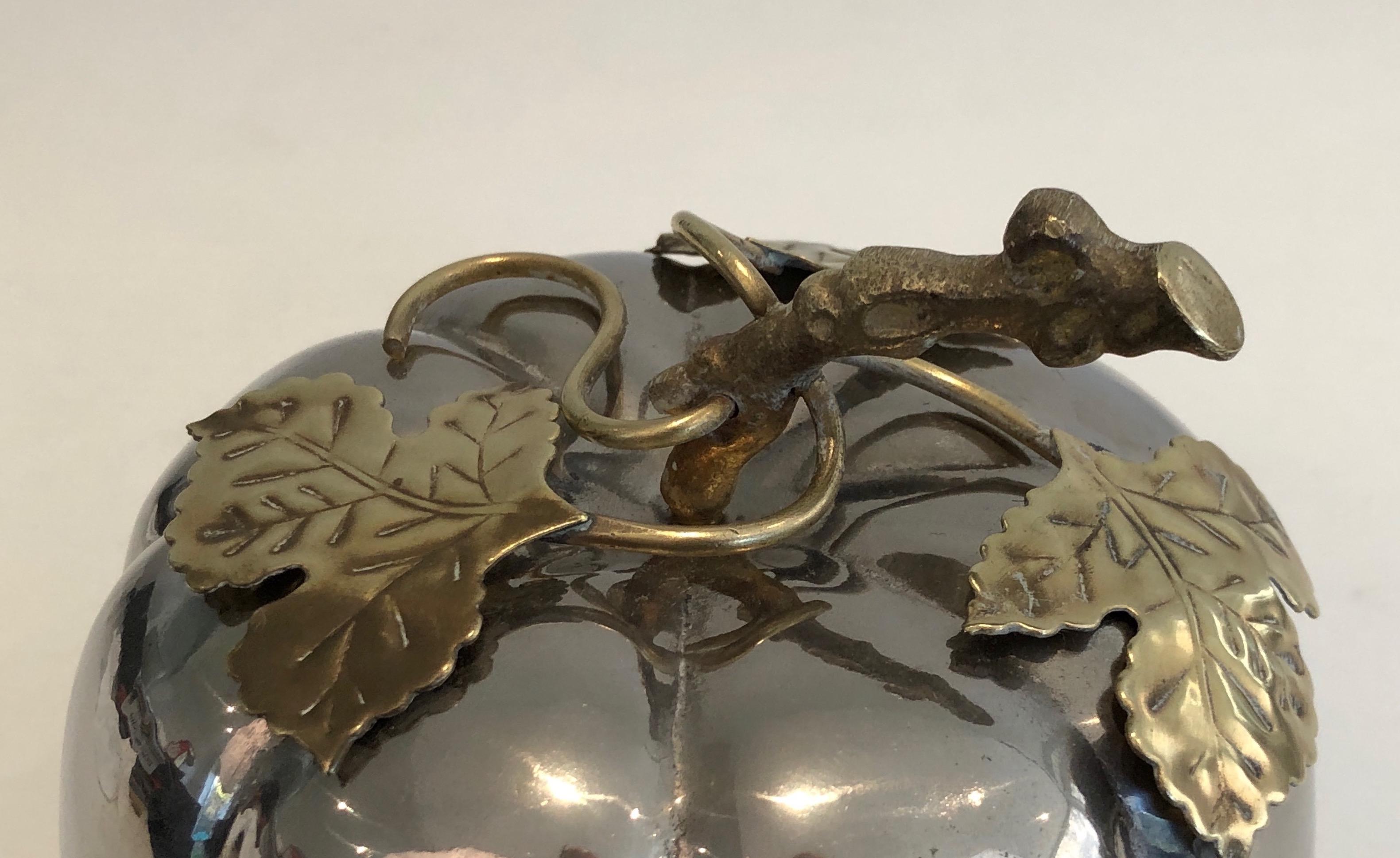 Silver Plated and Brass Pumpkin Ice Bucket, French, Marked Gallia, Circa 1970 For Sale 5