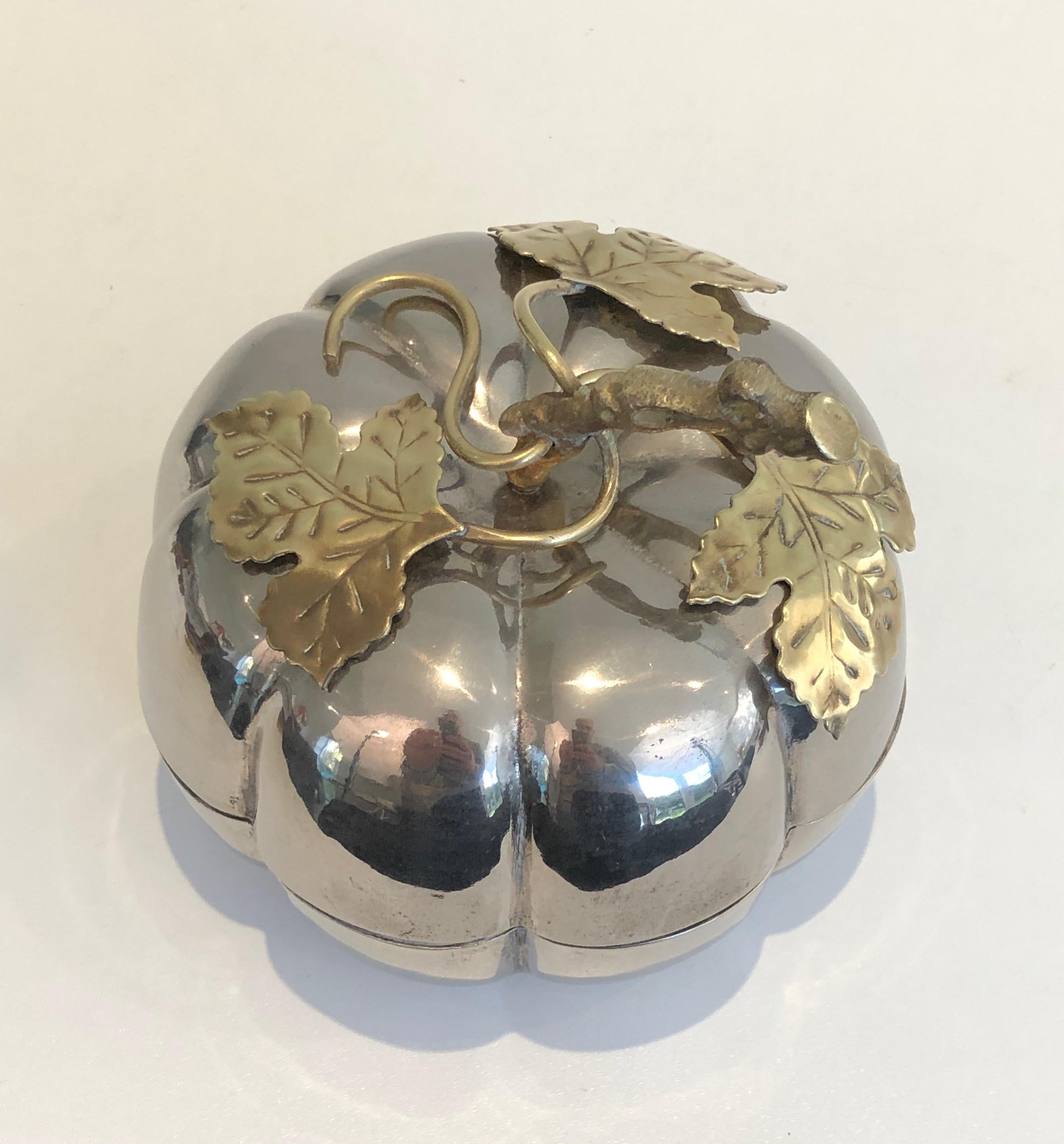 Silver Plated and Brass Pumpkin Ice Bucket, French, Marked Gallia, Circa 1970 For Sale 8