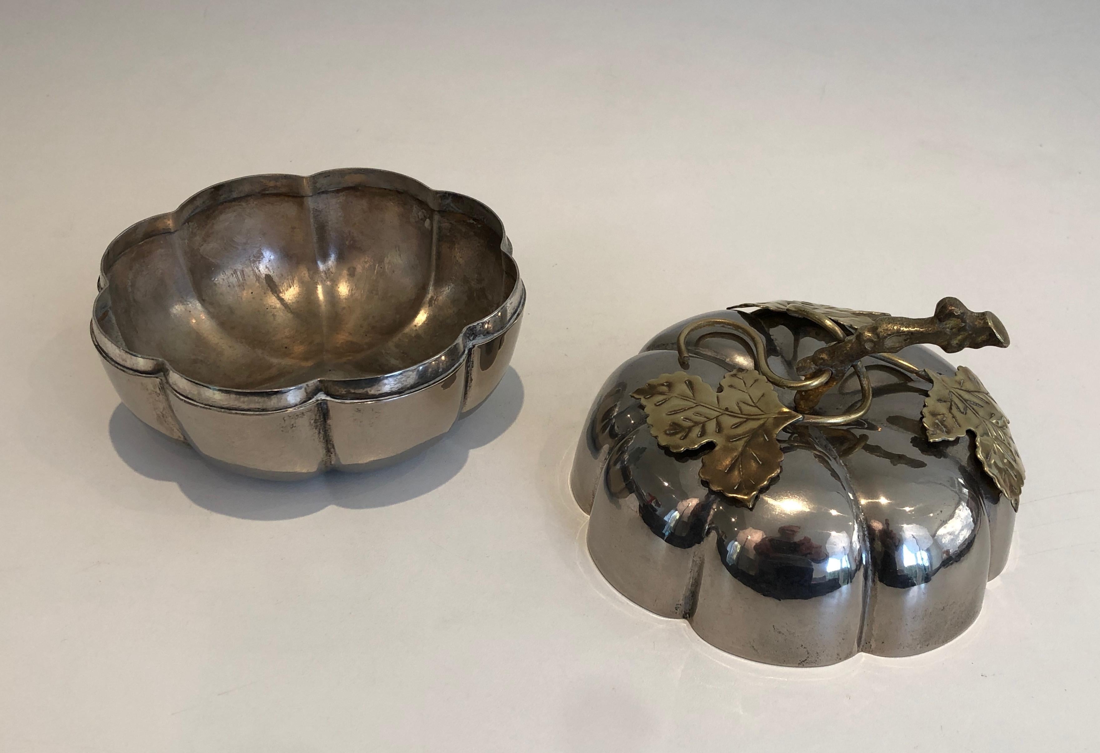 Late 20th Century Silver Plated and Brass Pumpkin Ice Bucket, French, Marked Gallia, Circa 1970 For Sale