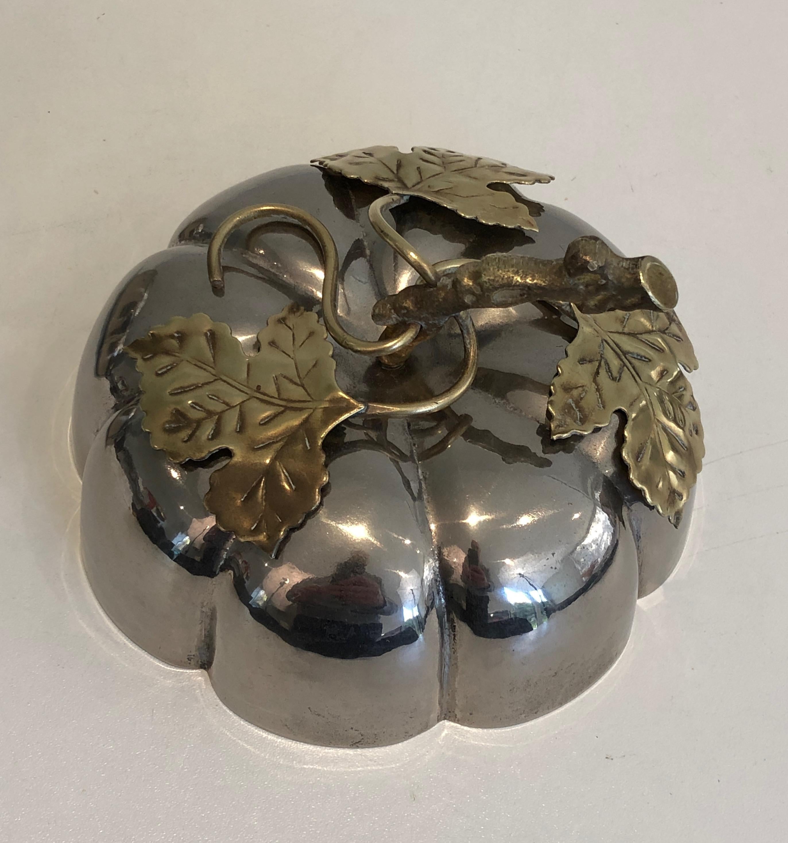 Silver Plated and Brass Pumpkin Ice Bucket, French, Marked Gallia, Circa 1970 For Sale 1