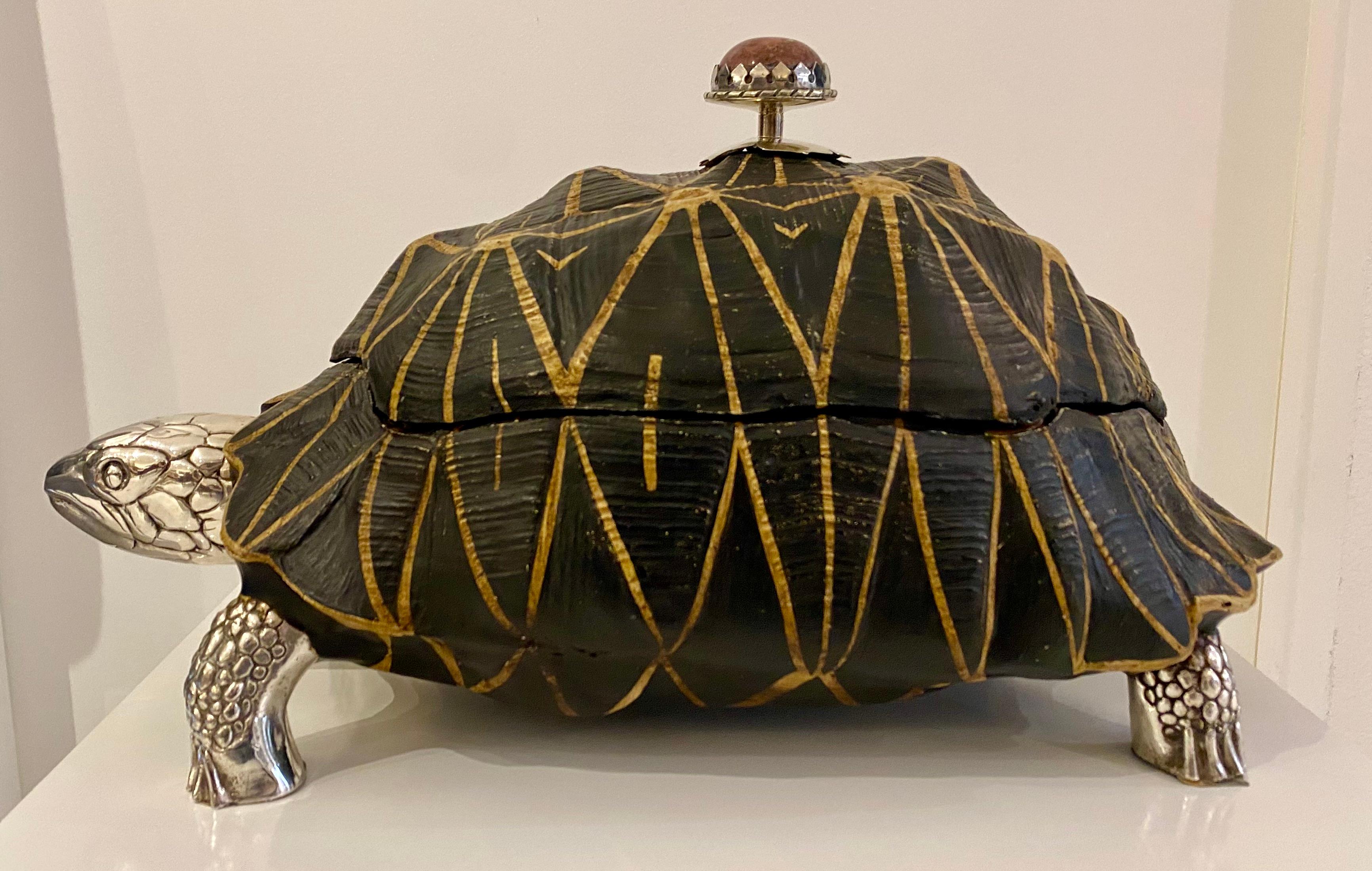 Mid-Century Modern Silver Plated and Cast Resin Turtle Form Bowl by Antony Redmile