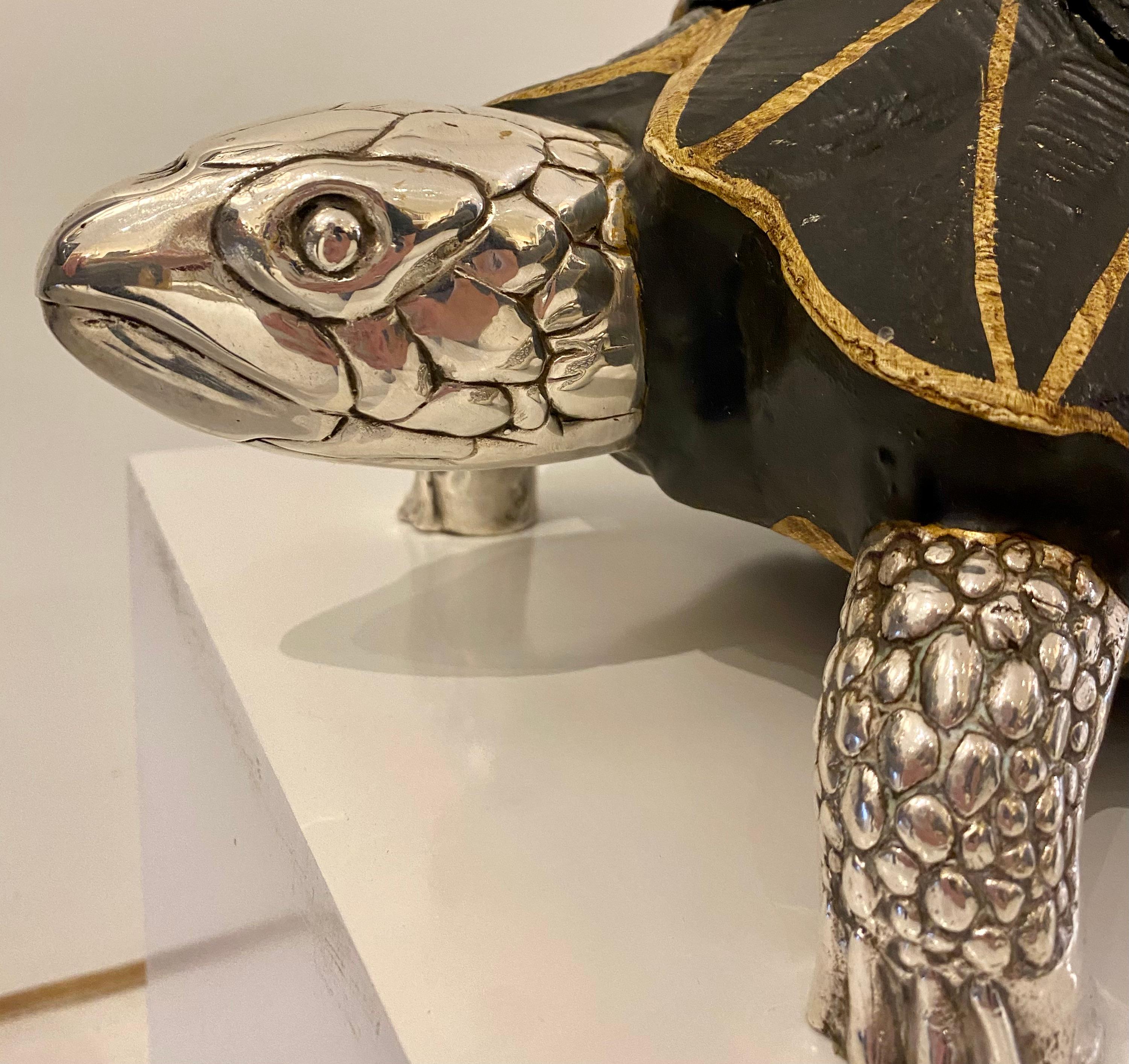 Silver Plated and Cast Resin Turtle Form Bowl by Antony Redmile In Good Condition In Palm Desert, CA