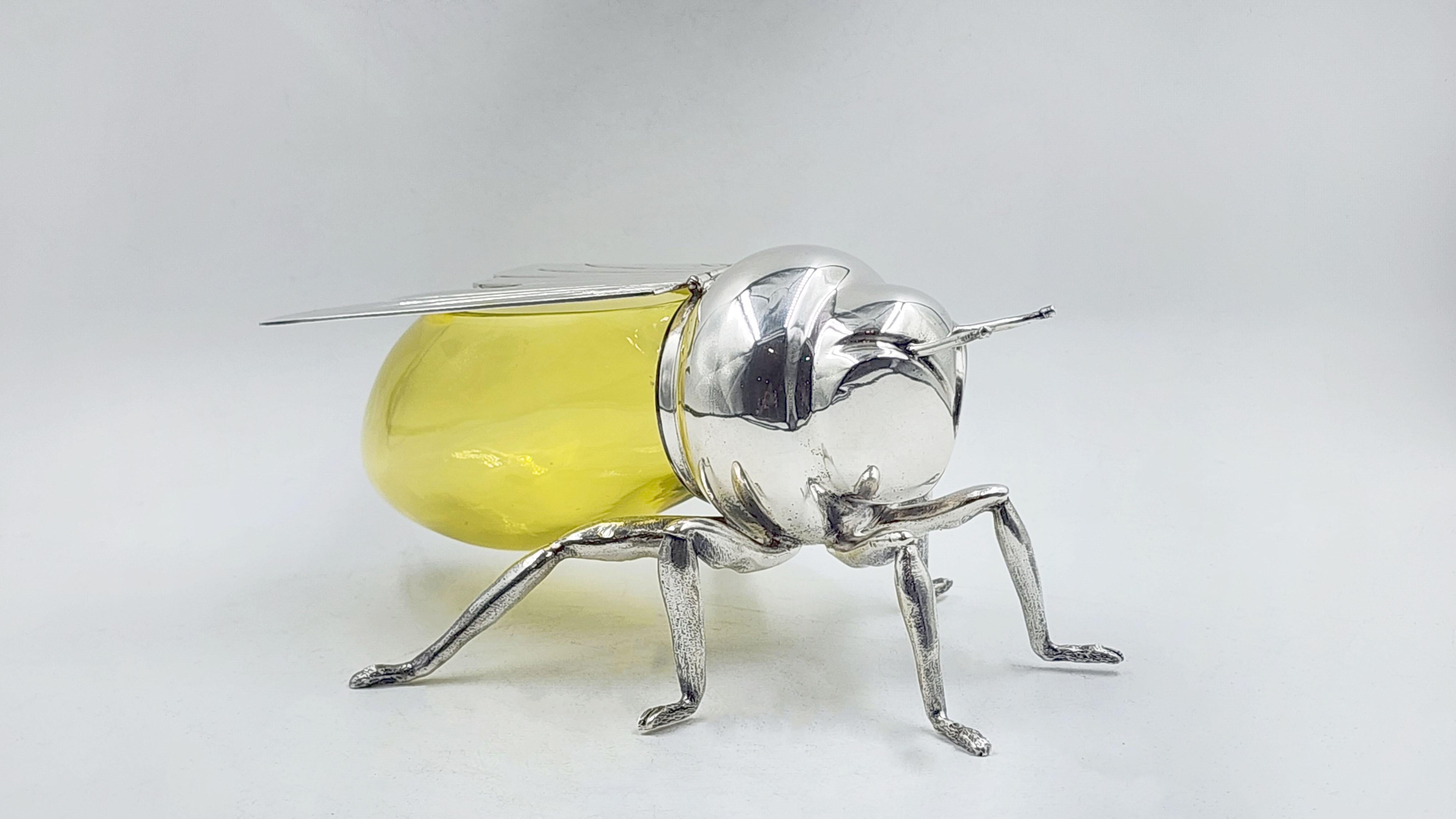 Abeja de plata y cristal de Mappin & Webb, Inglaterra, hacia 1900 Inglés en venta