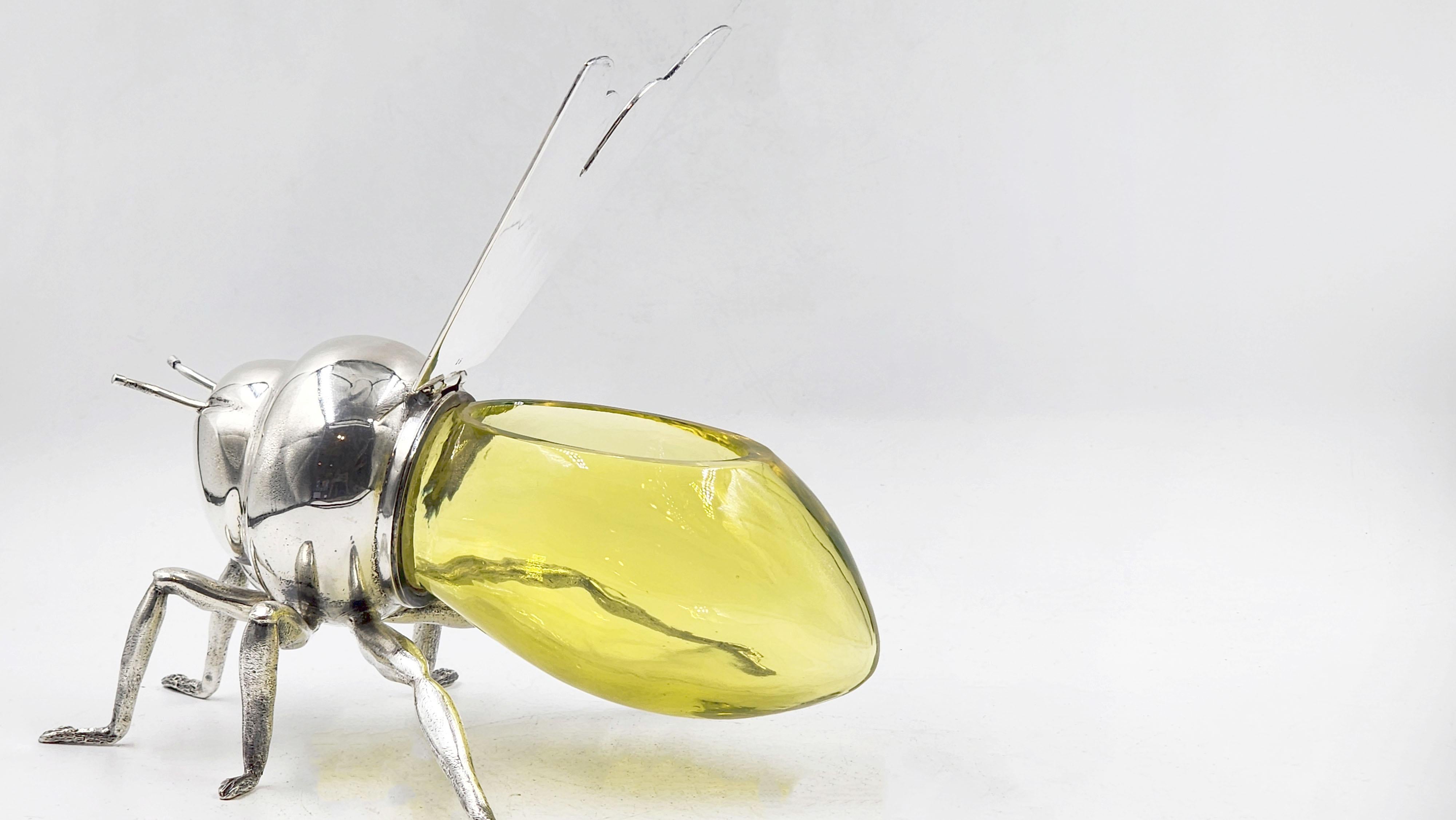 Abeja de plata y cristal de Mappin & Webb, Inglaterra, hacia 1900 Hecho a mano en venta