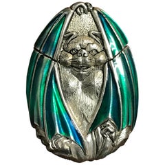 Silver Plated and Enameled Bat Matchsafe