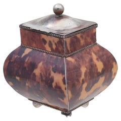 Silver plated and faux tortoiseshell tea canister