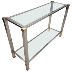 Silver Plated and Gilt Aluminum Console Table by Pierre Vandel, 1970s