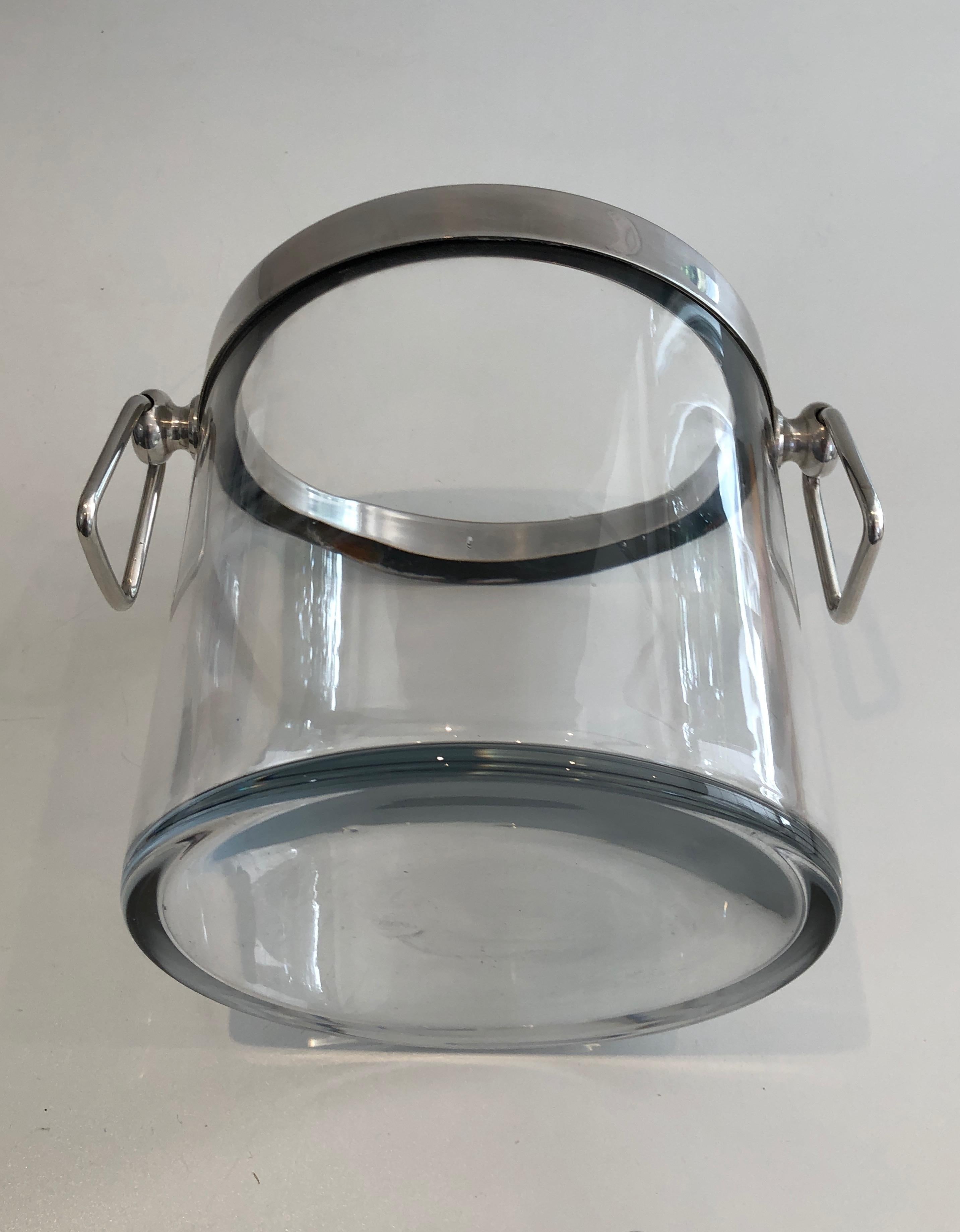 Silver Plated and Glass Champagne Bucket, French, Circa 1970 For Sale 6