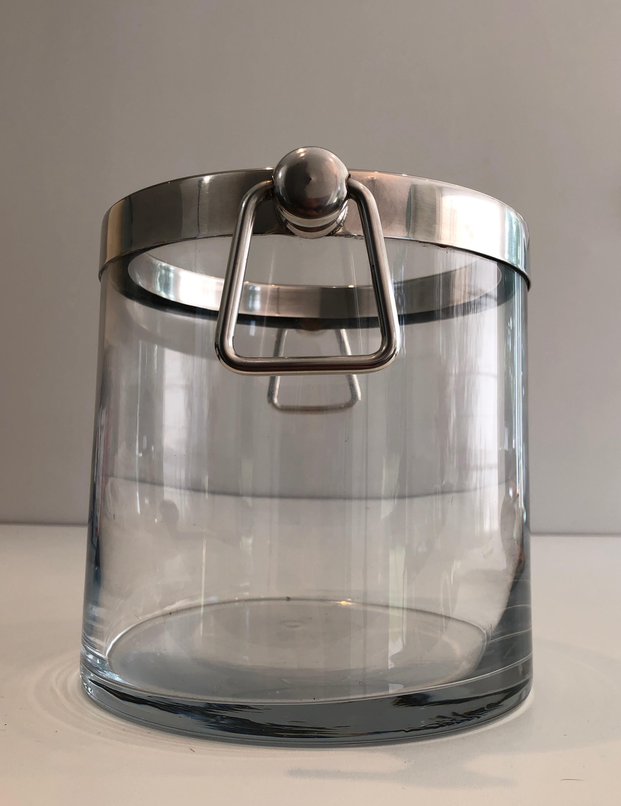 Silver Plated and Glass Champagne Bucket, French, Circa 1970 For Sale 10