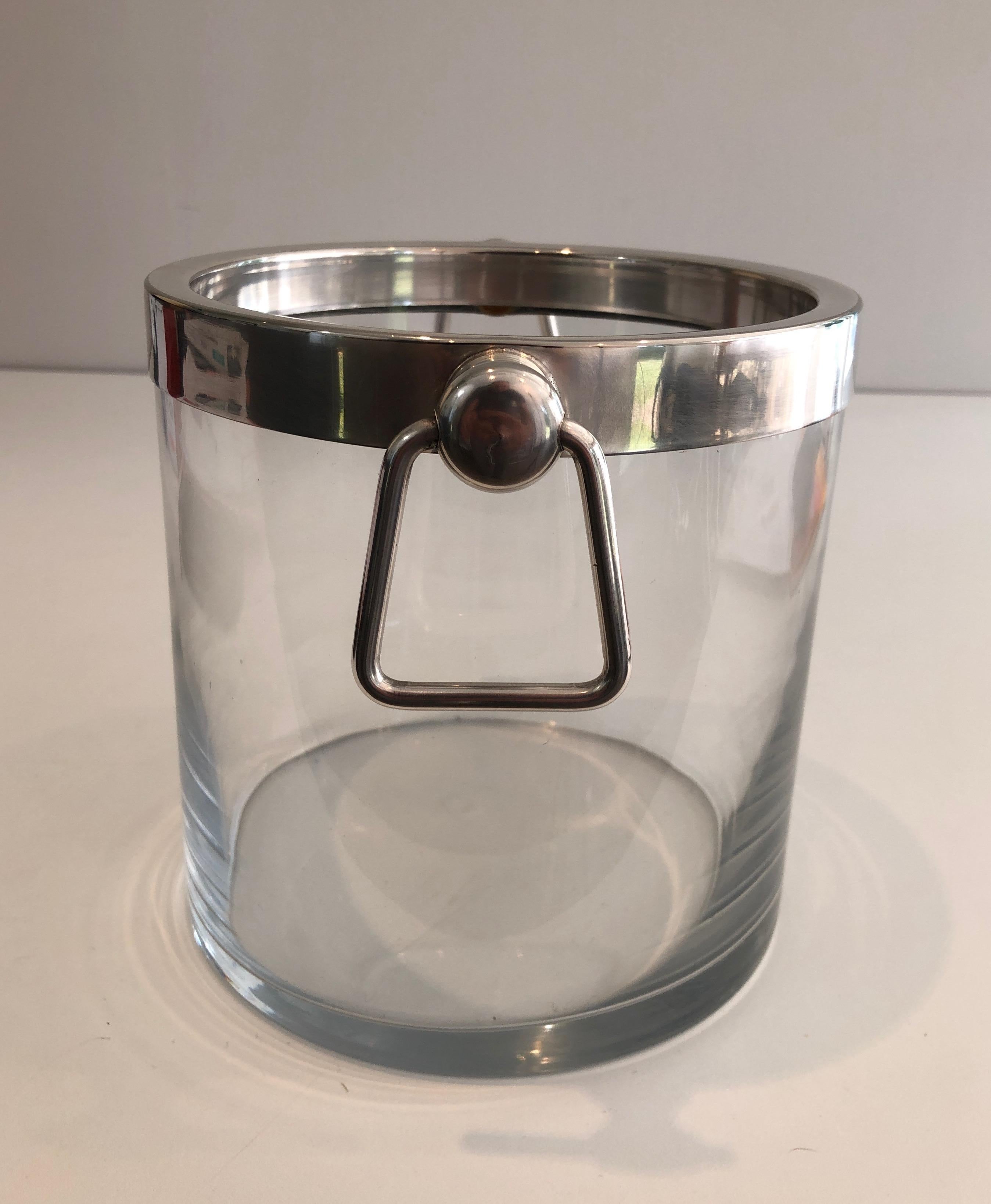 Silver Plated and Glass Champagne Bucket, French, Circa 1970 For Sale 3