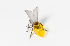 Silver Plated and Glass Honey Pot Bee by Mappin & Webb, England, circa 1900