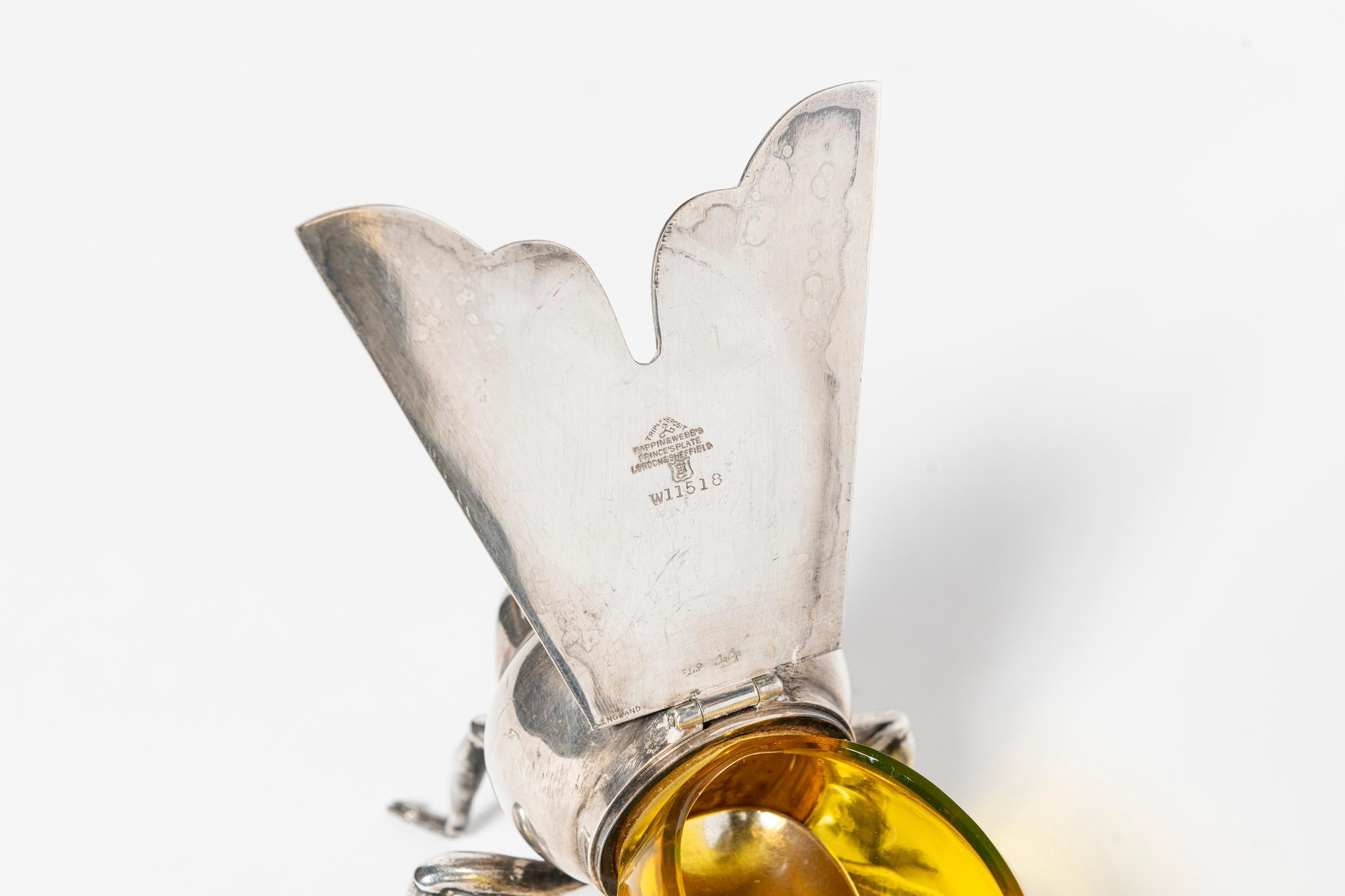 Placcato argento Ape in argento placcato e vetro di Mappin & Webb, Inghilterra, circa 1900 in vendita