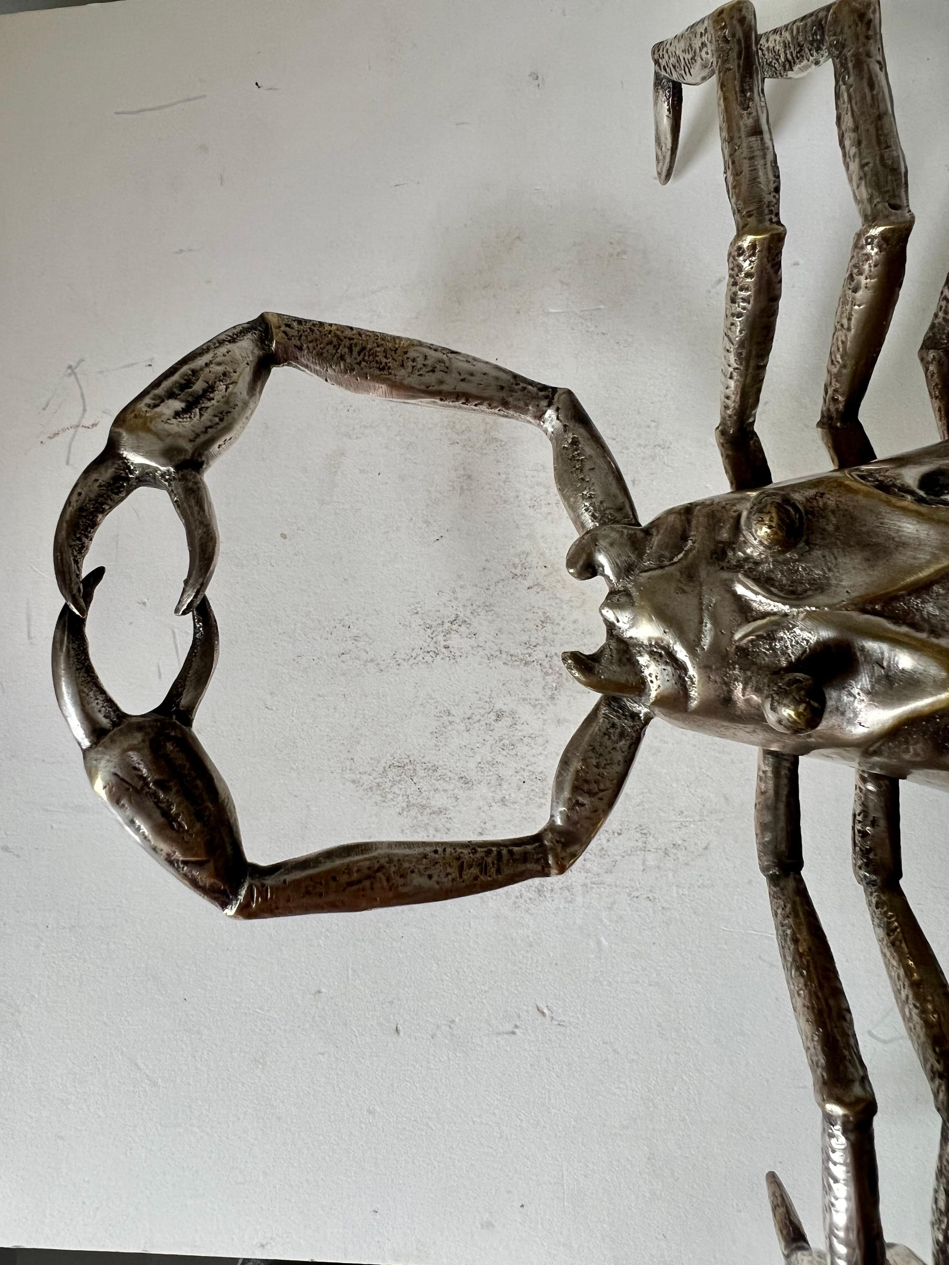 Italian Silver Plated and Horn Scorpion Sculpture
