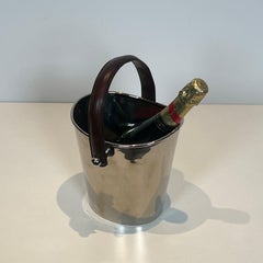Silver Plated and Leather Champagne Bucket, circa 1970