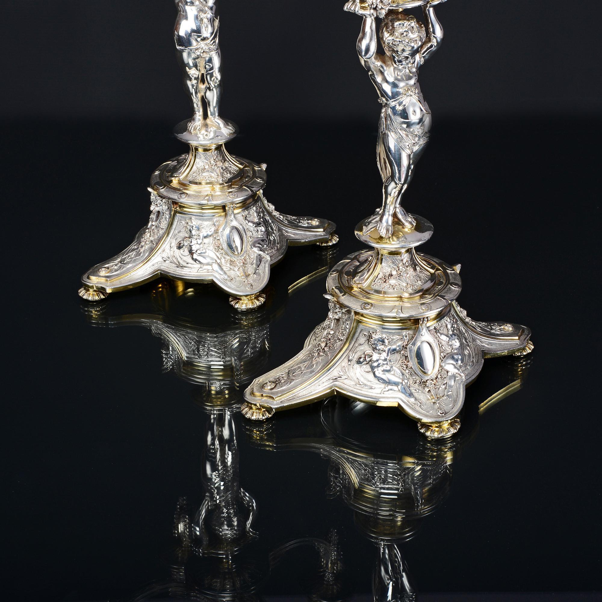 Silver-Plated and Parcel-Gilt Candelabra and Comport Suite 4