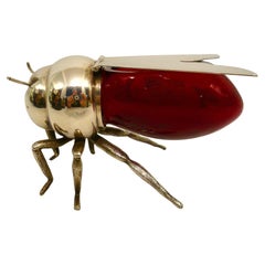 Silver Plated and Red Glass Honey Pot Bee, England, circa 1900