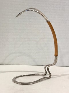 Silver Plated and Reed Wine Bottle Caddy