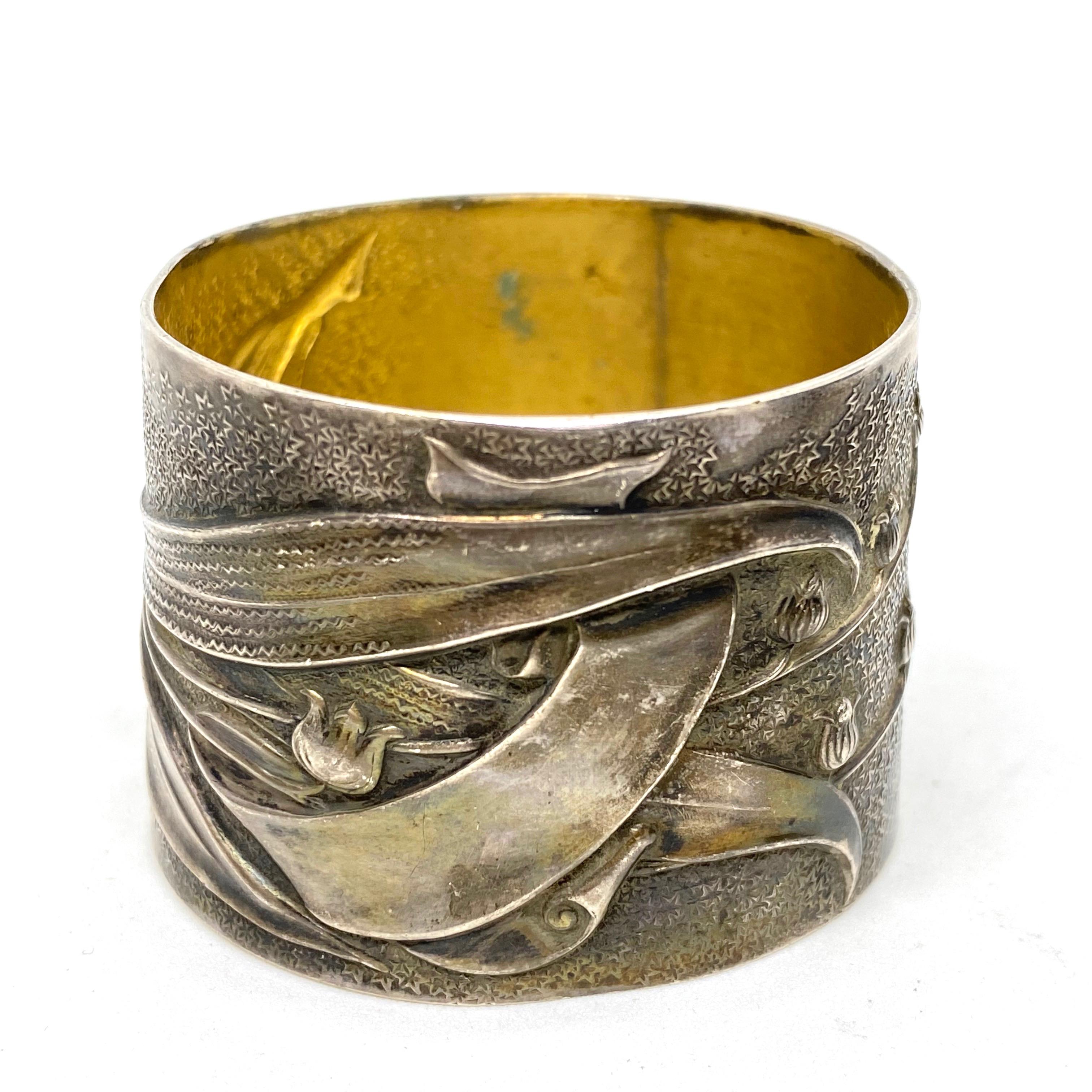 20th Century Silver plated Antique Napkin Rings, a Mixed Set of Seven, Various Makers, Europe