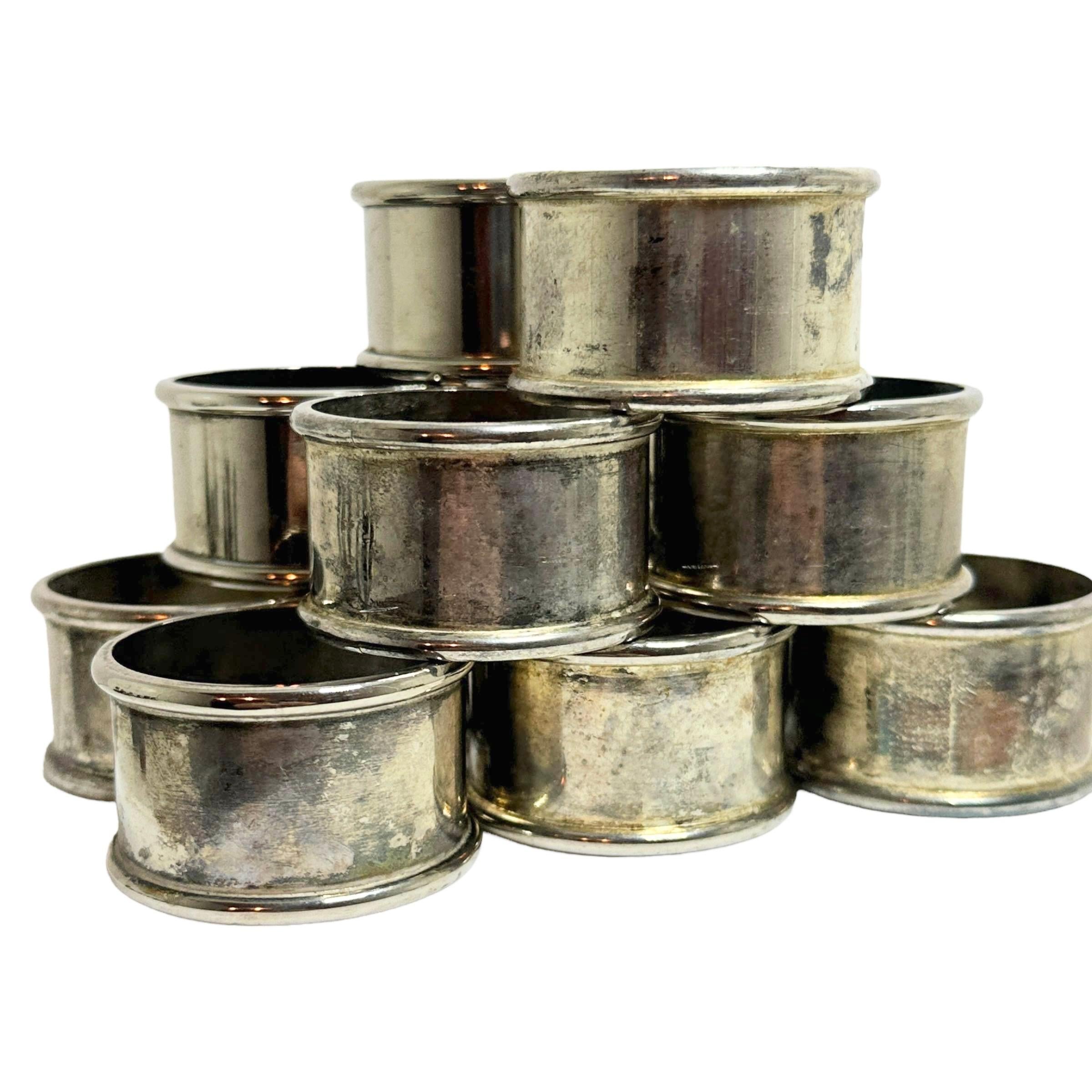 Art Nouveau Silver plated Antique Napkin Rings, Set of Twelve, Germany 1910s For Sale