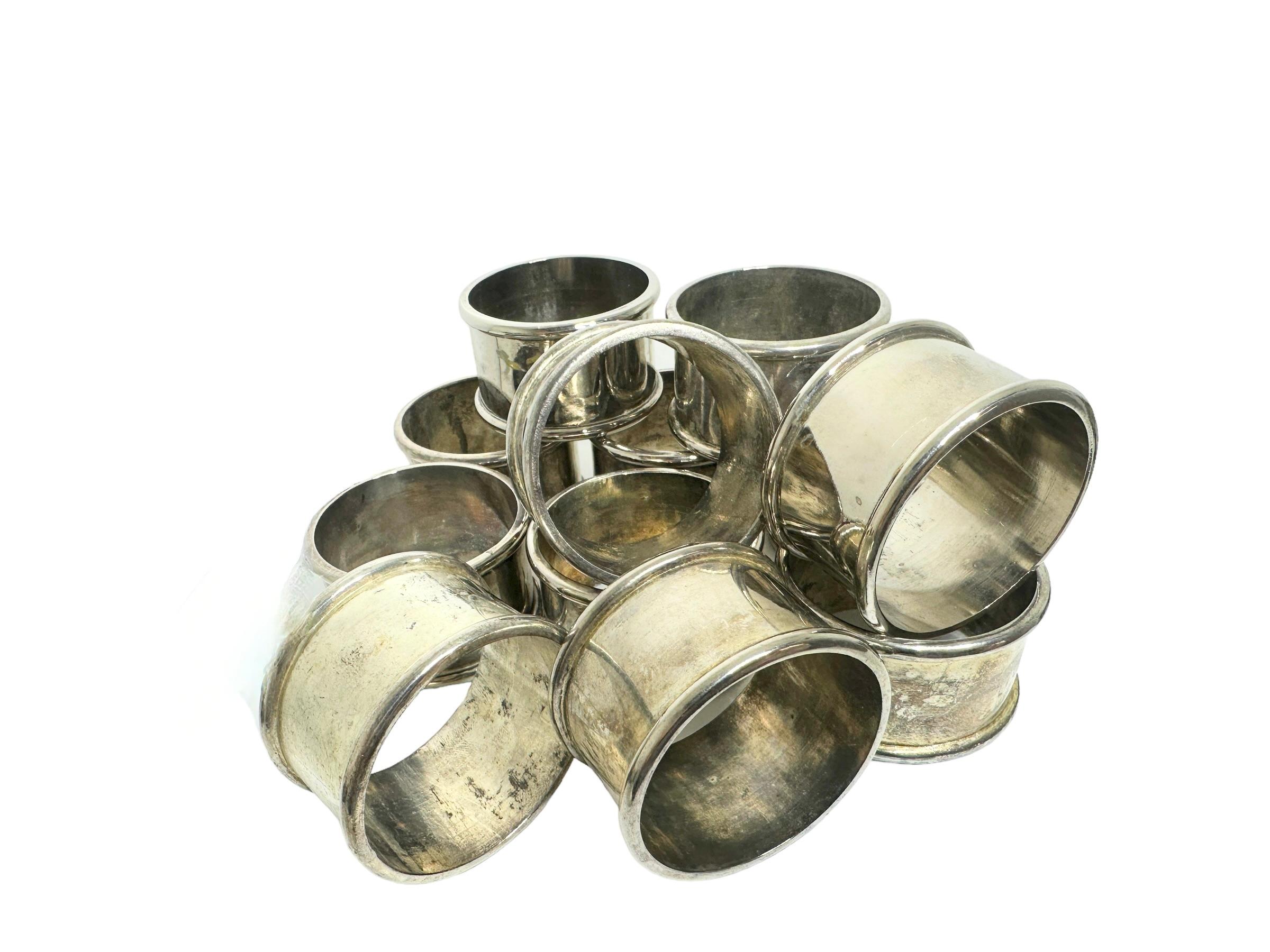 Silver plated Antique Napkin Rings, Set of Twelve, Germany 1910s For Sale 1