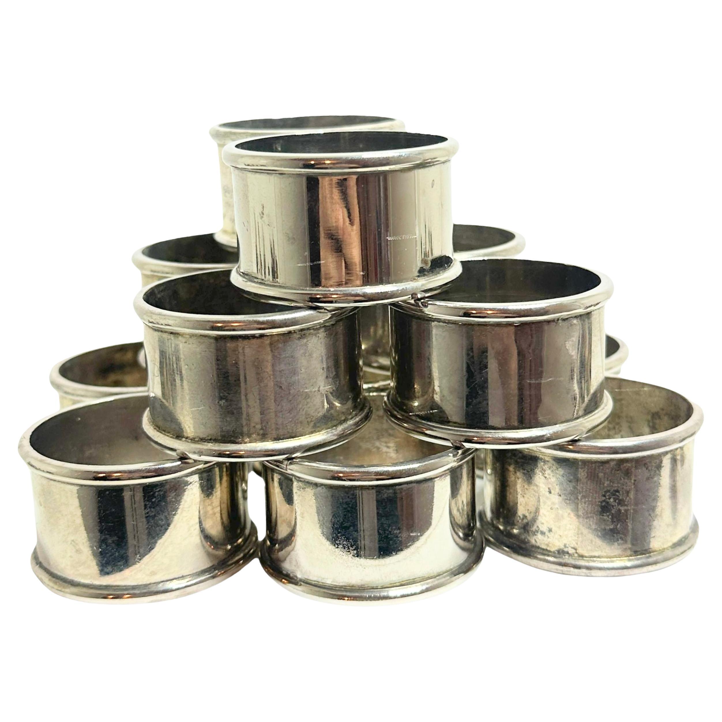 Silver plated Antique Napkin Rings, Set of Twelve, Germany 1910s For Sale