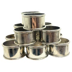 Silver plated Antique Napkin Rings, Set of Twelve, Germany 1910s