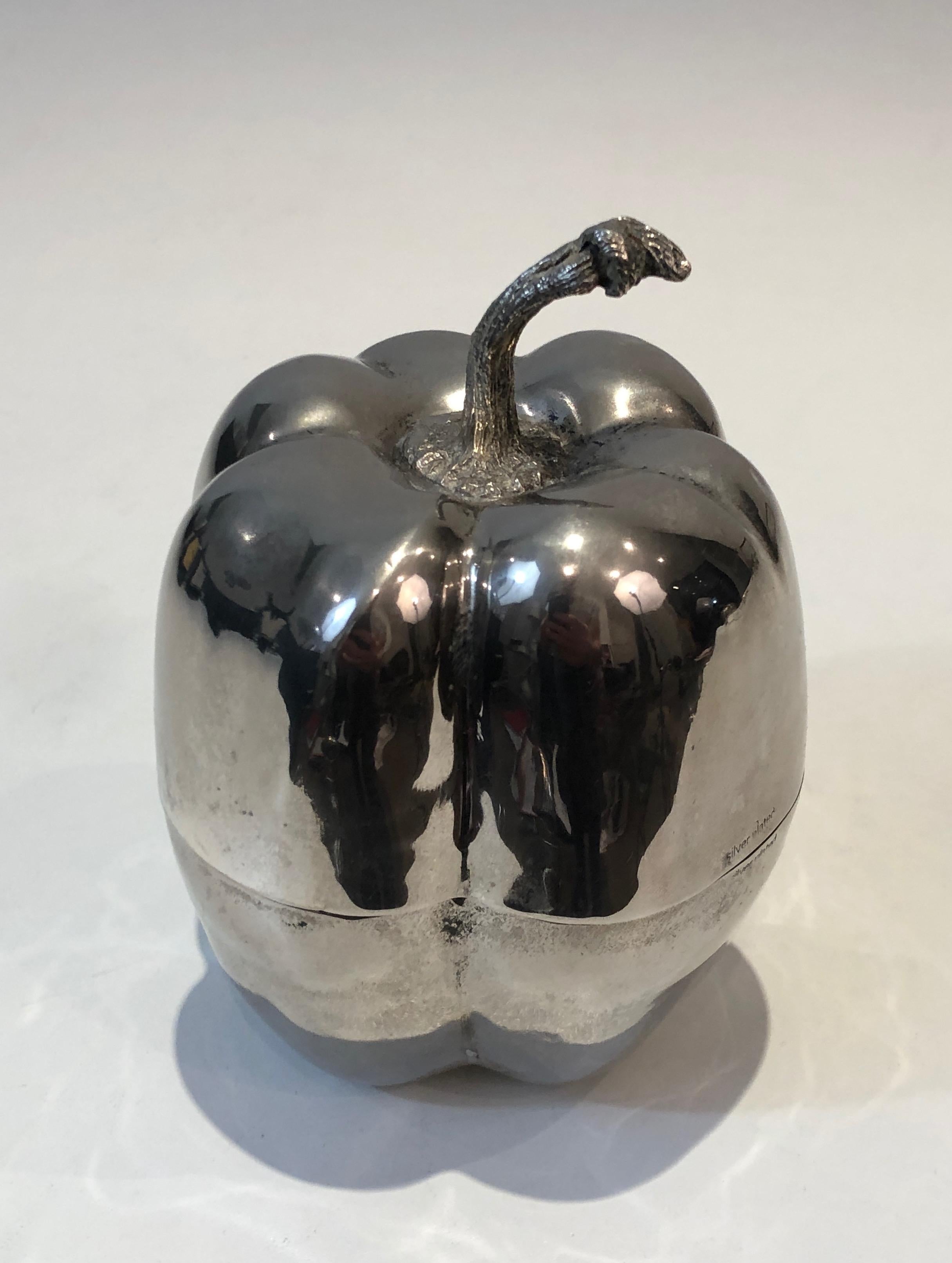 Silver Plated Bell Pepper Ice Bucket, French, Circa 1970 For Sale 6